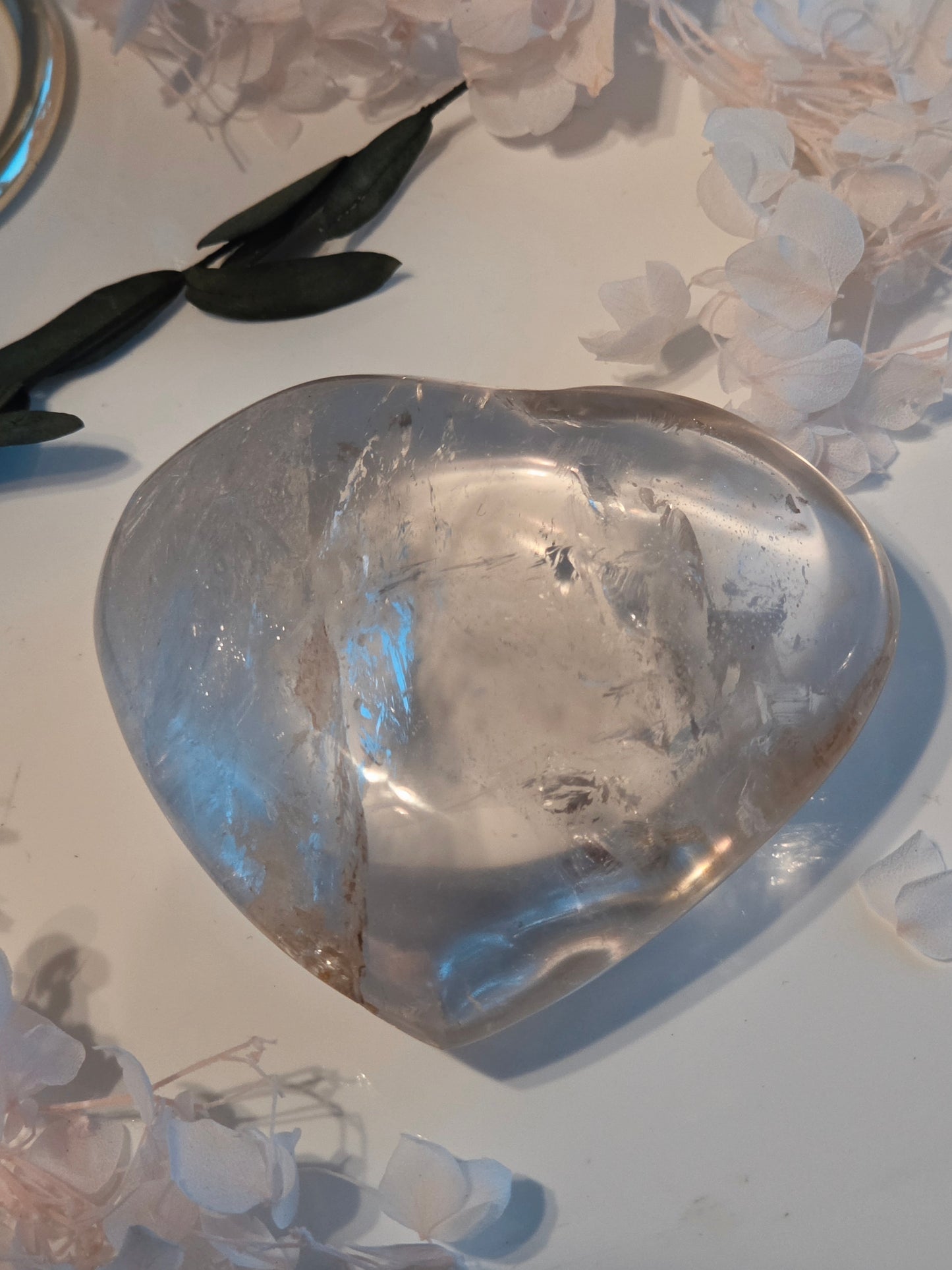 Clear Quartz Heart Carving Medium Size