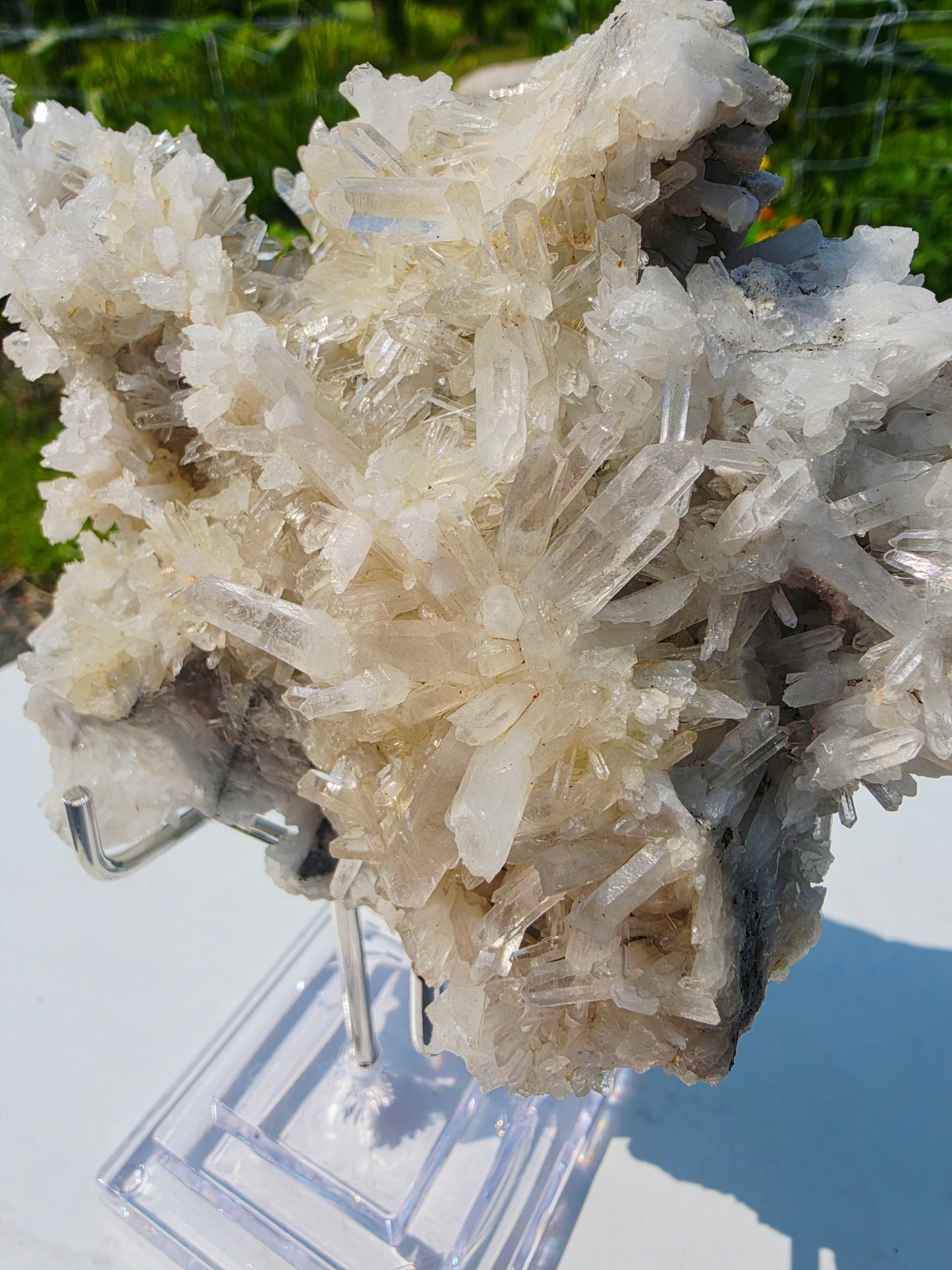 Clear Quartz Cluster 1.79lbs With Stand Crystal Raw Unpolished Natural Mineral