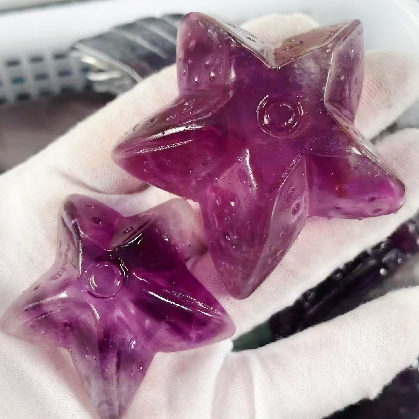 1kg Natural Rainbow Fluorite Starfish Carvings (12-15 Pcs) - 4-6cm Wholesale Crystal Lot