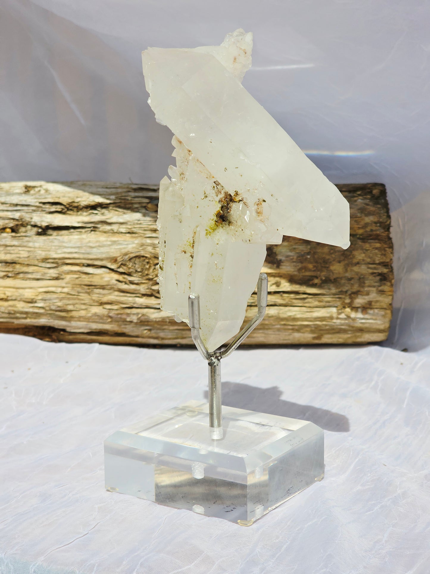 Double Terminate Quartz Point Cluster with Display Base
