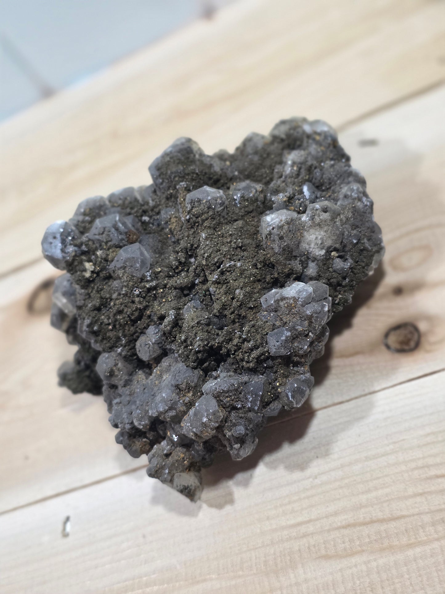Penda Hexagone Crystal with Pyrite Calcite Crystal cluster specimen
