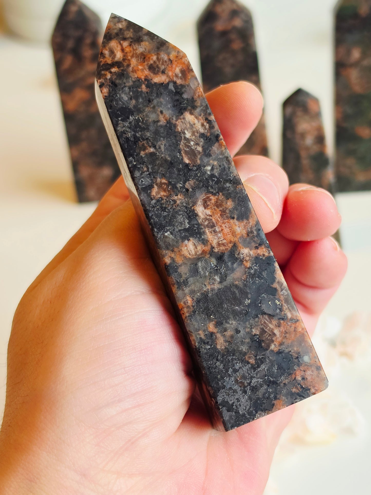 5 Red Que Sera Tower Bundles with Pyrite inclusions