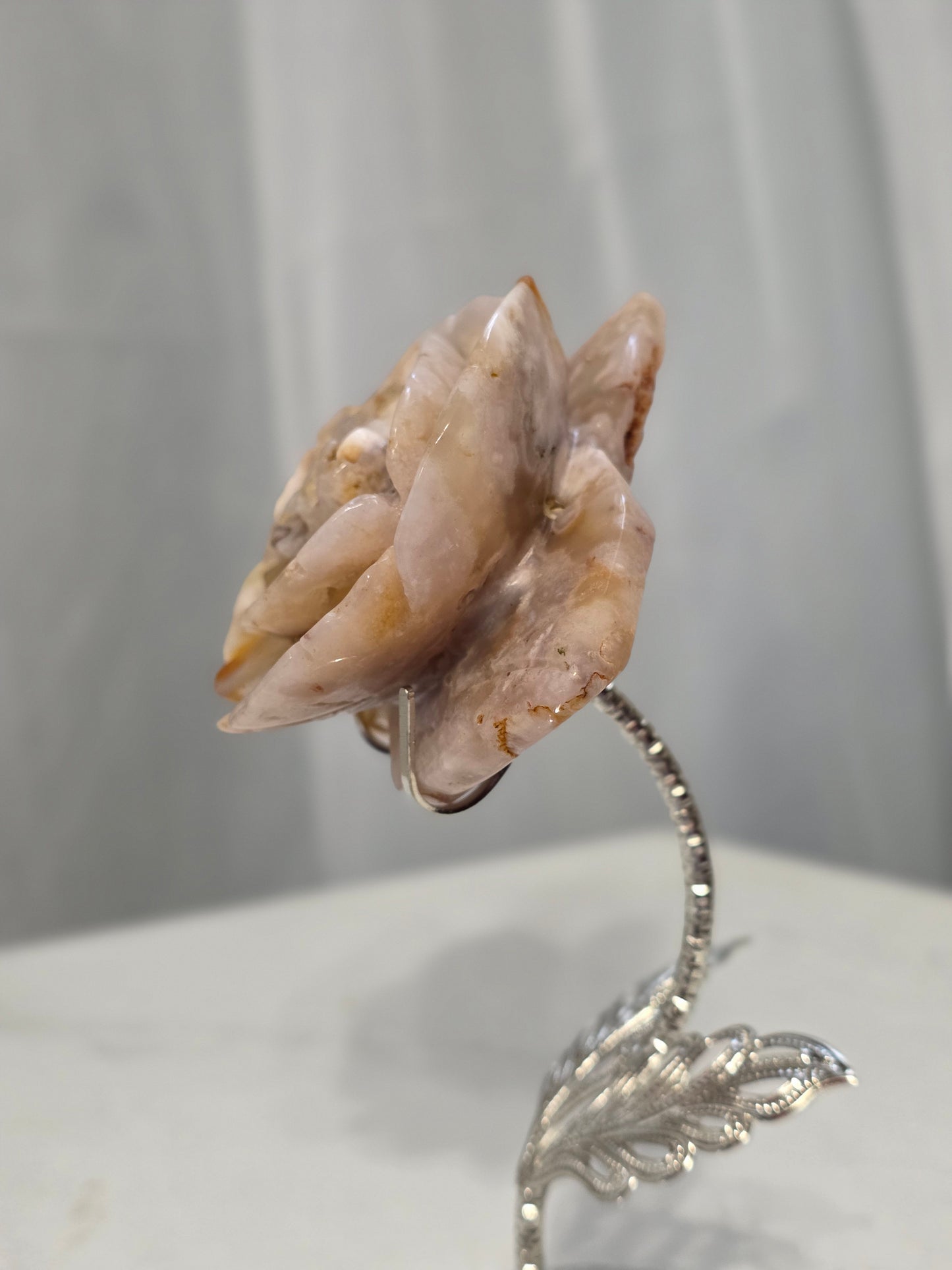 Flower Agate Carving on stand