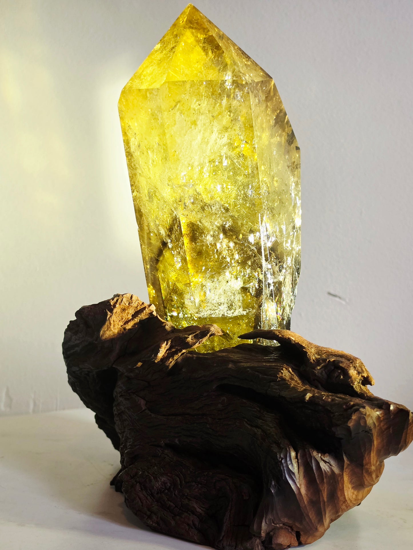 Citrine Crystal Quartz Raw Point with Wood Base 2kg