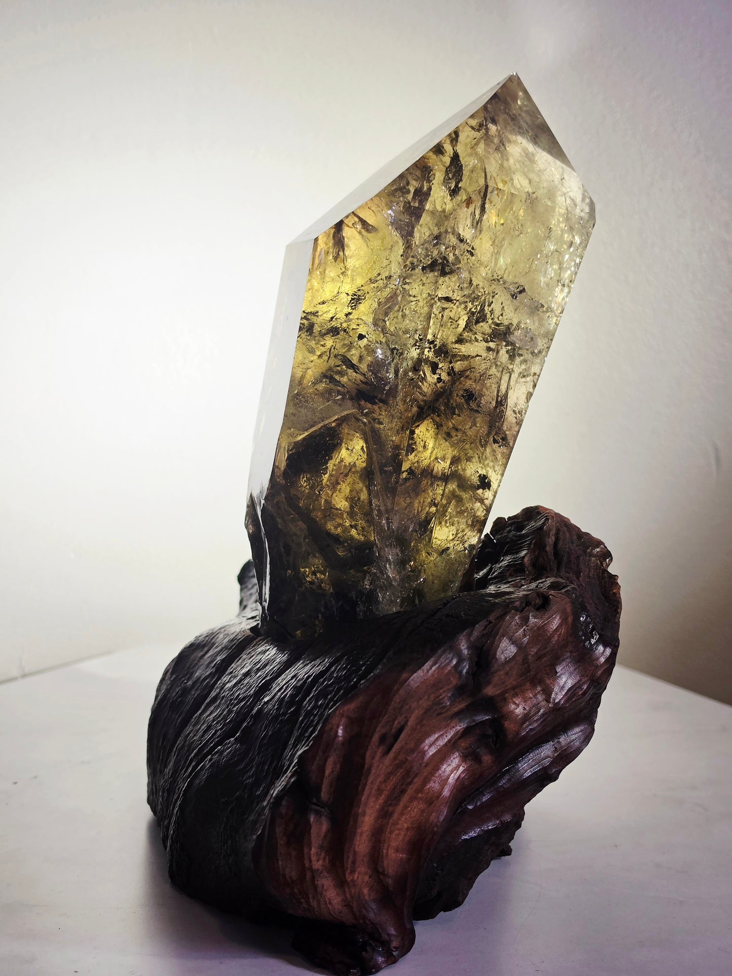 Citrine Crystal Quartz Raw Point with Wood Base 2kg