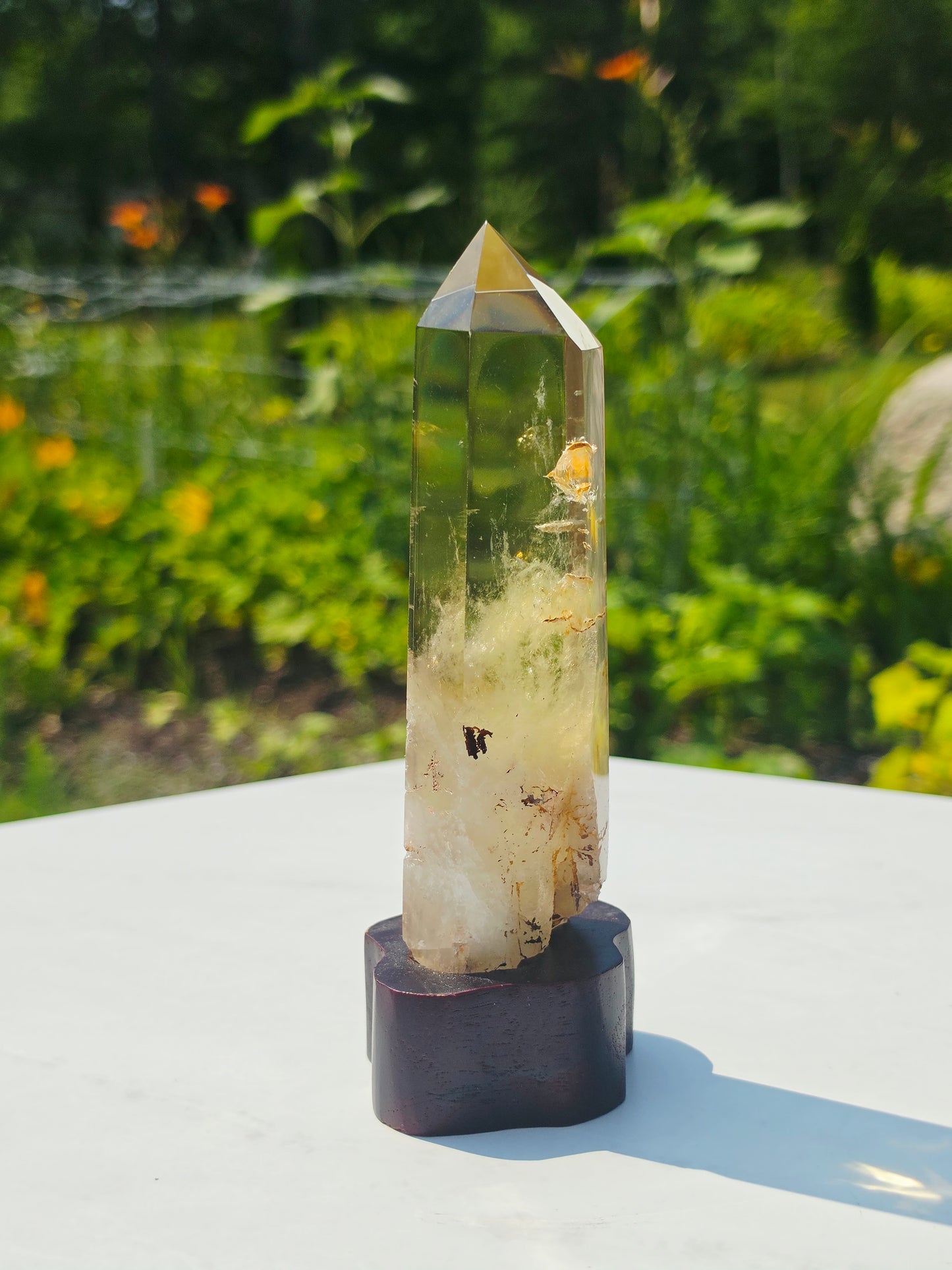 Natural Citrine Quartz Point On Stand 360grams High Quality Uncut Base
