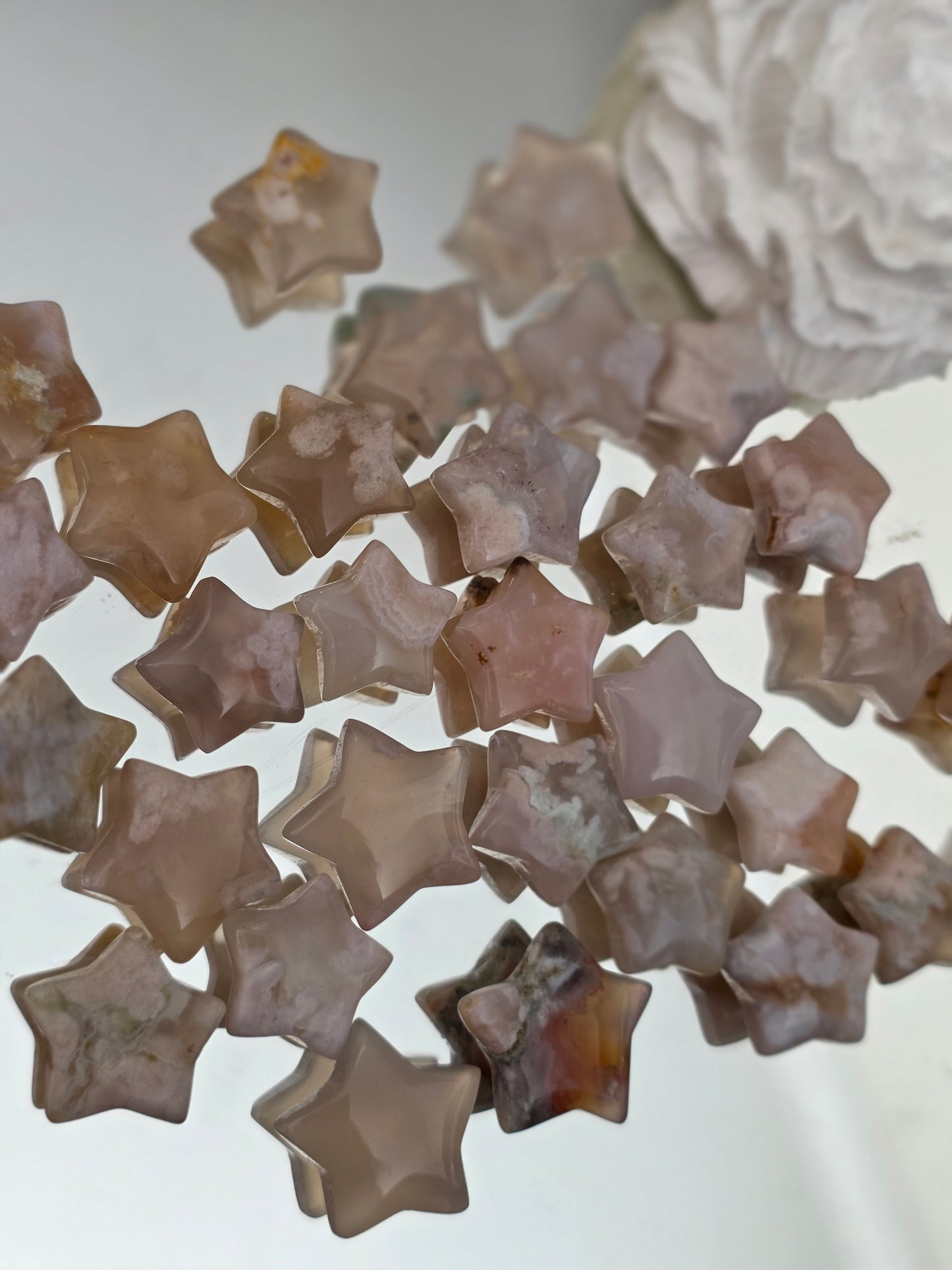 Flower Agate Star Carving - Small