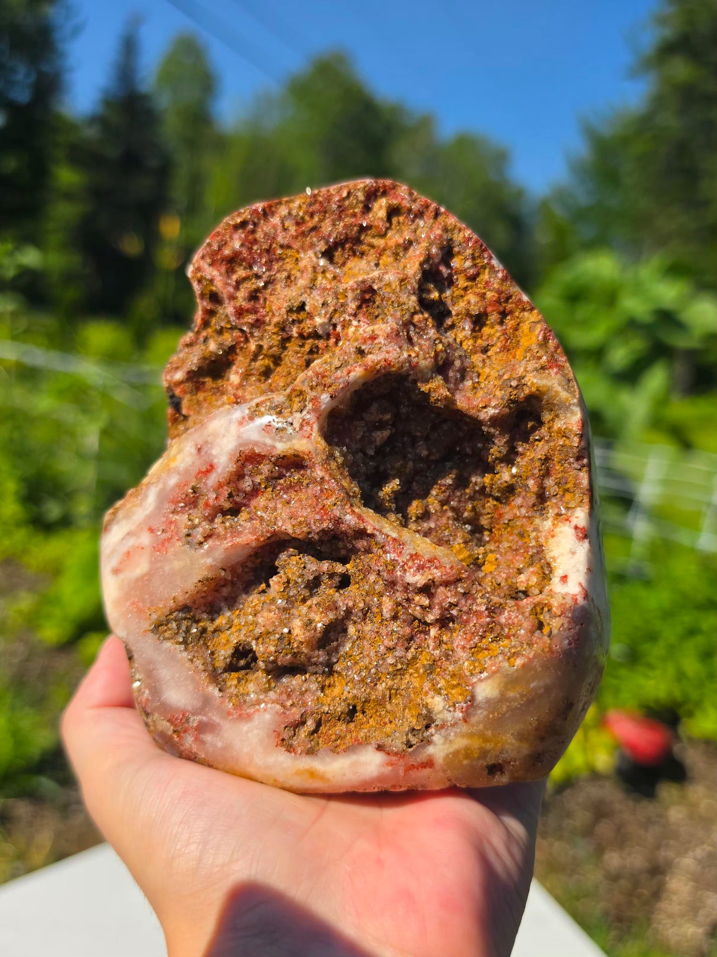 1.87 lbs Druzy Pink Amethyst Agate Crystal Mineral Specimens 13x10cm