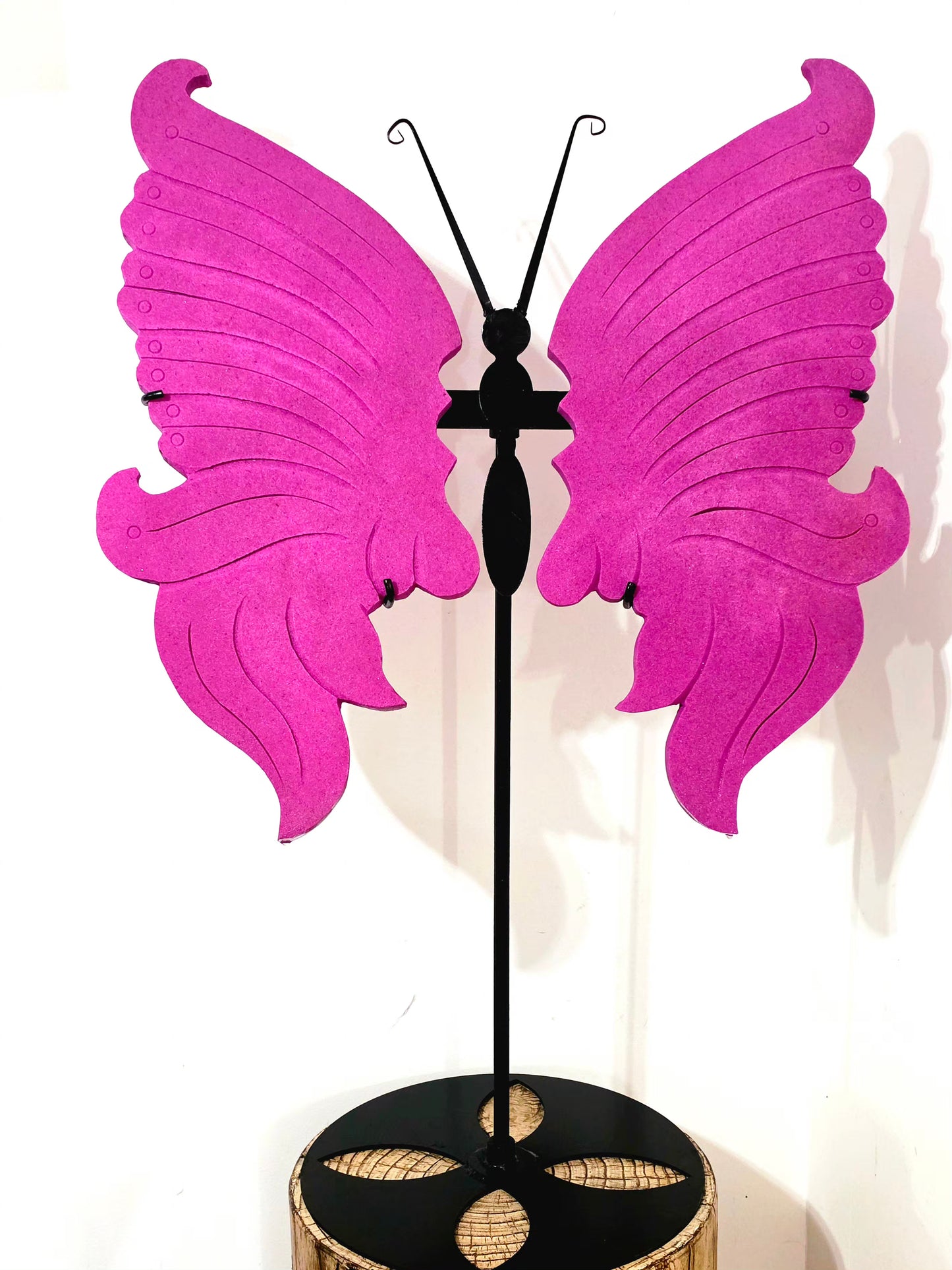 3.35ft tall x 2.16ft wide Honeycomb Ruby on Butterfly Wing Stand Hand-Made - UV Reactive