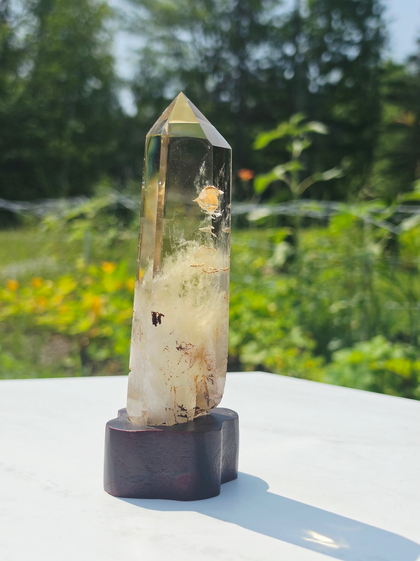 Natural Citrine Quartz Point On Stand 360grams High Quality Uncut Base