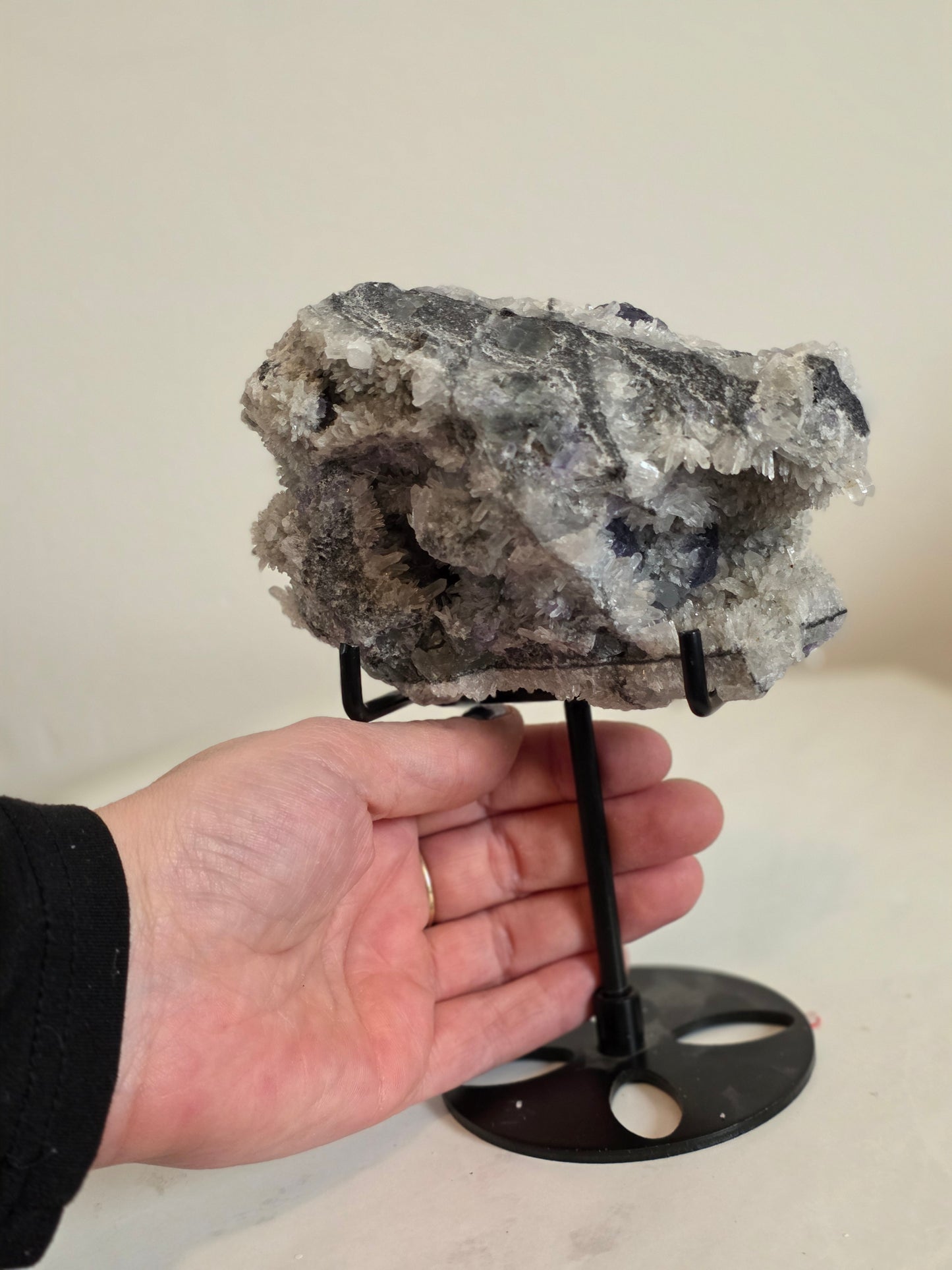 Fluorite Calcite on Quartz Matrix with Stand