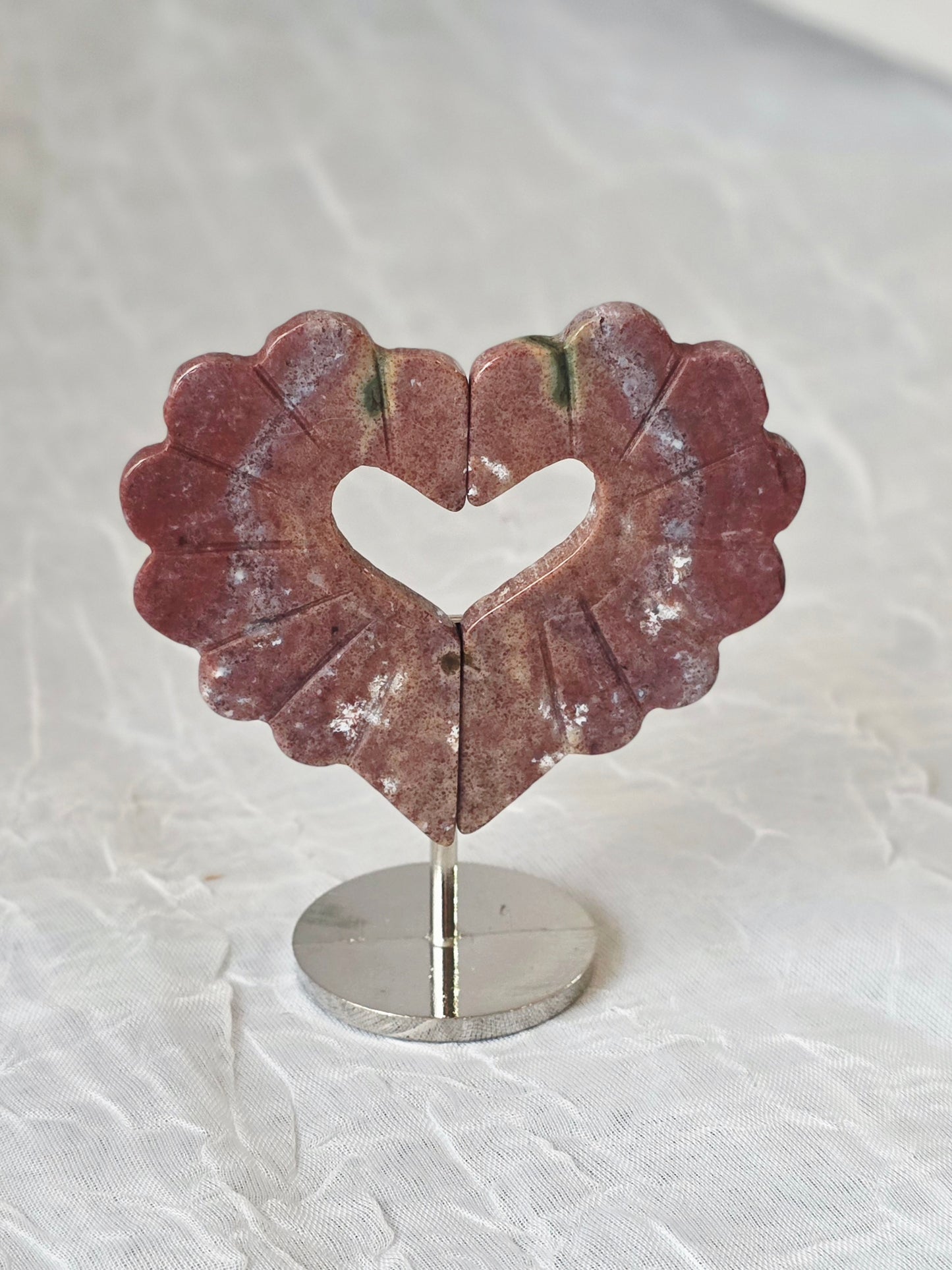 Strawberry Quartz Heart Small Carving on Stand