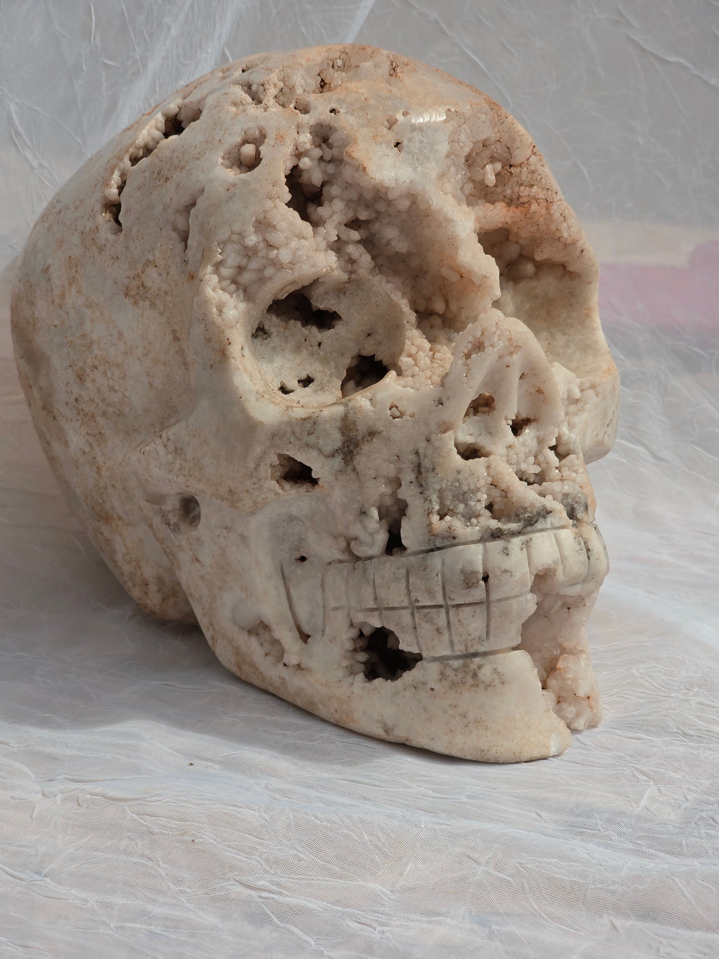 Pink Amethyst Skull Carving – 12.94 lbs Natural Crystal Statement Piece