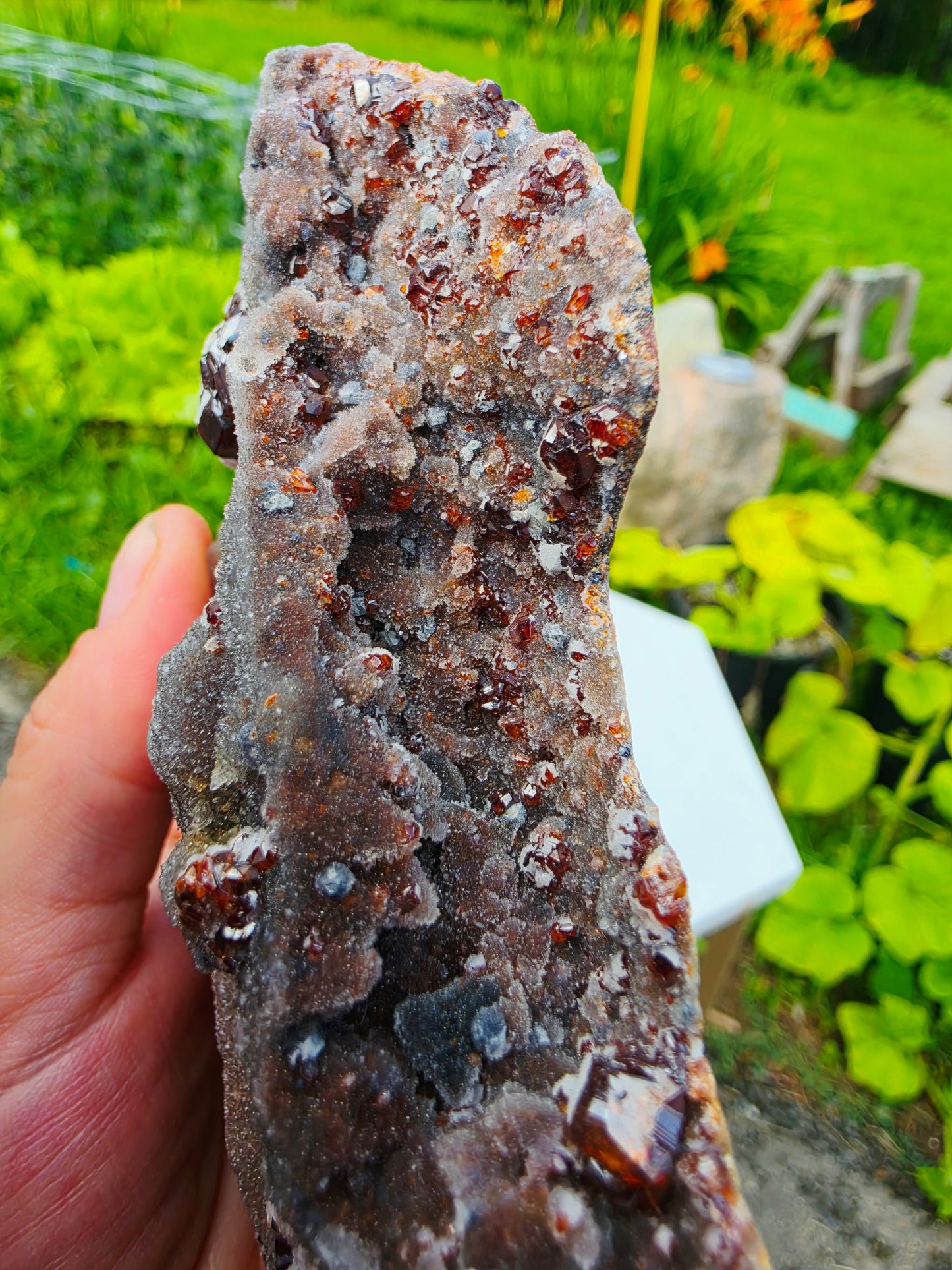 Garnet On Matrix with Pyrite and Druzy Mineral Speciment With Stand