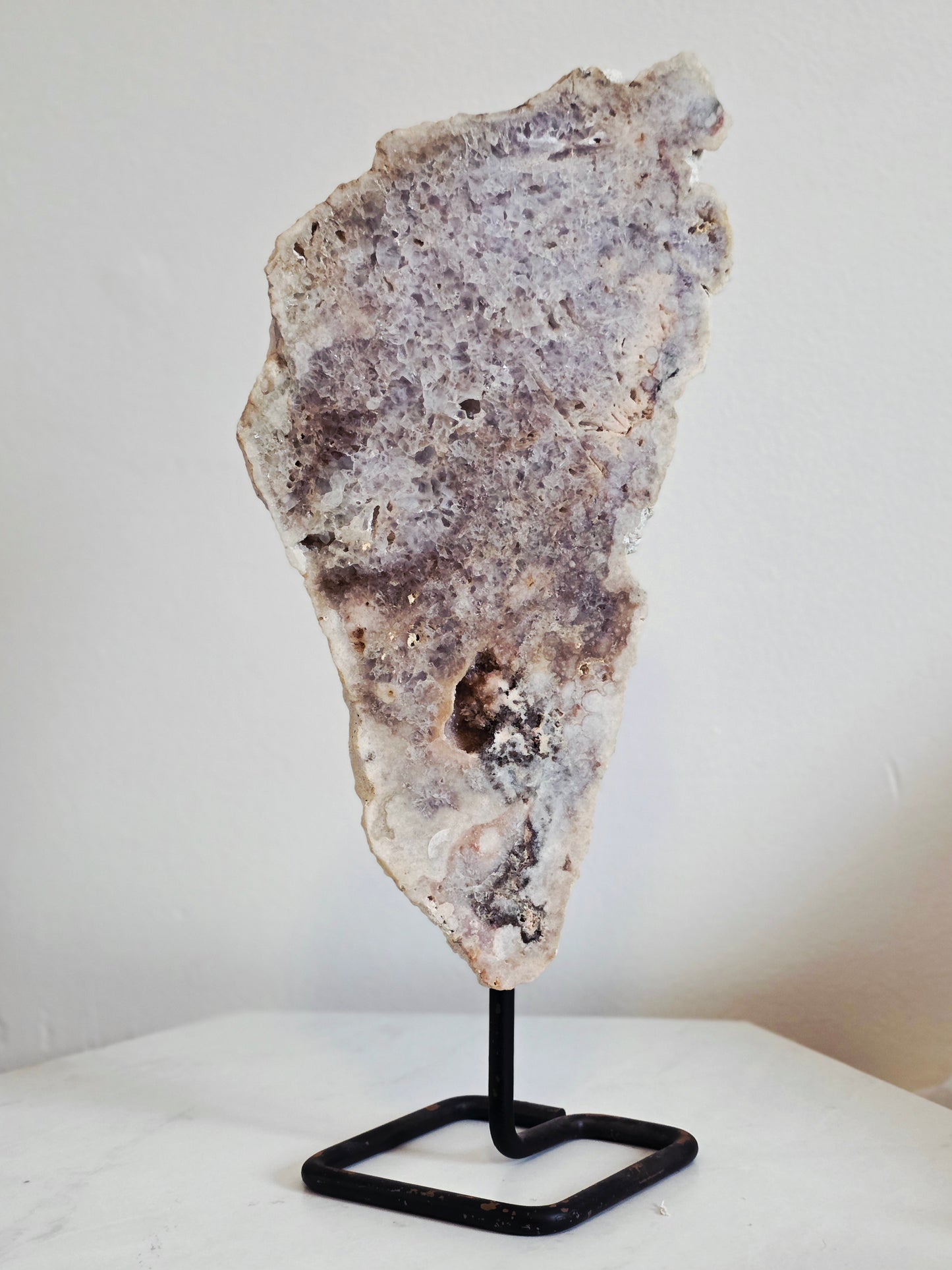 Pink Amethyst Druzy Slice 4.08lbs on Stand - Crystal Free-form Polished