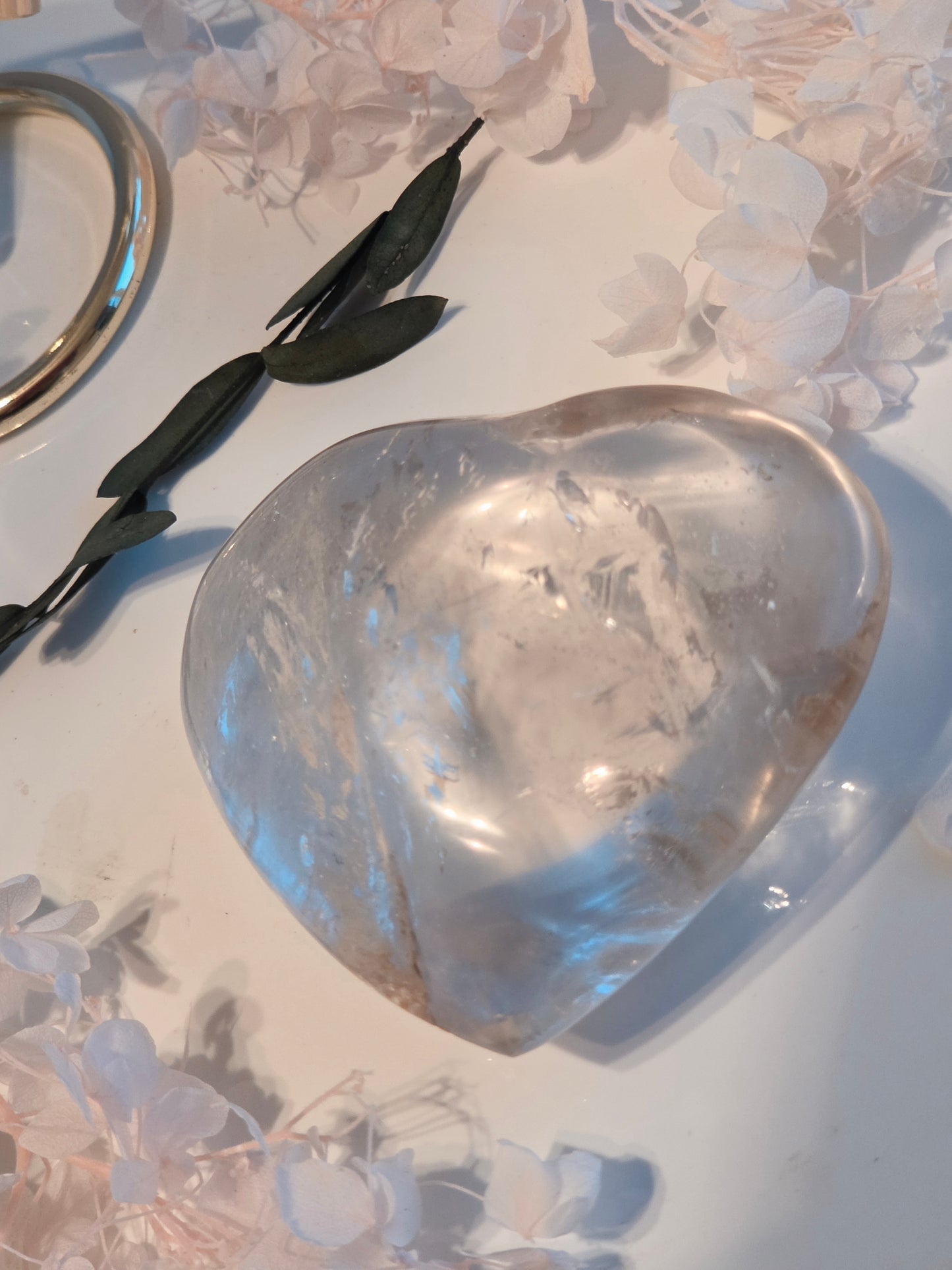 Clear Quartz Heart Carving Medium Size
