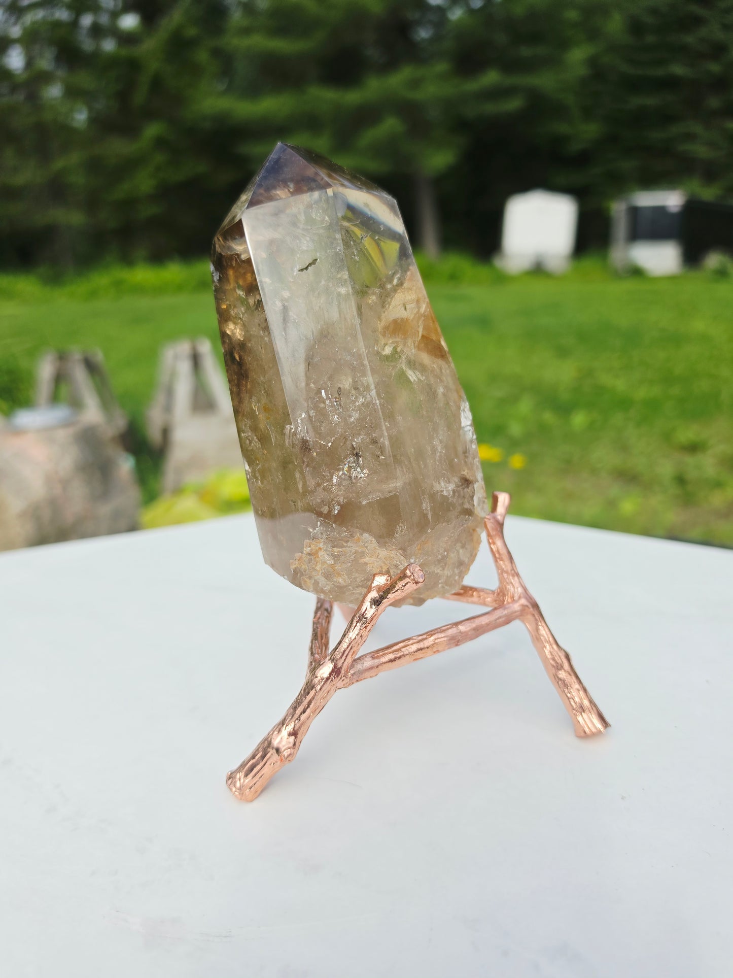 Citrine Point Raw Uncut Crystal with Stand High Quality