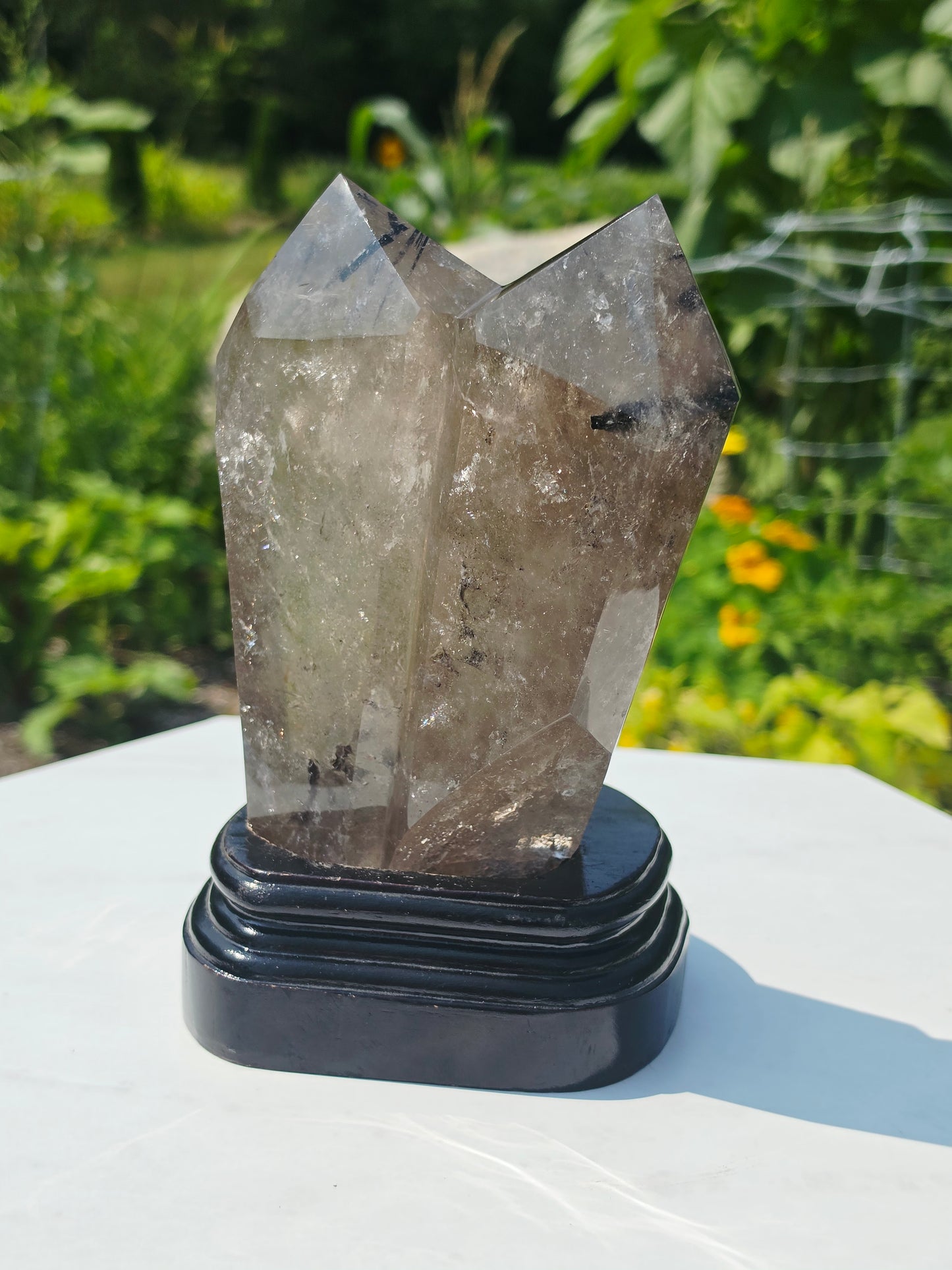 Double Points Quartz Crystal Black Tourmaline Rutile 2.20lbs Mineral