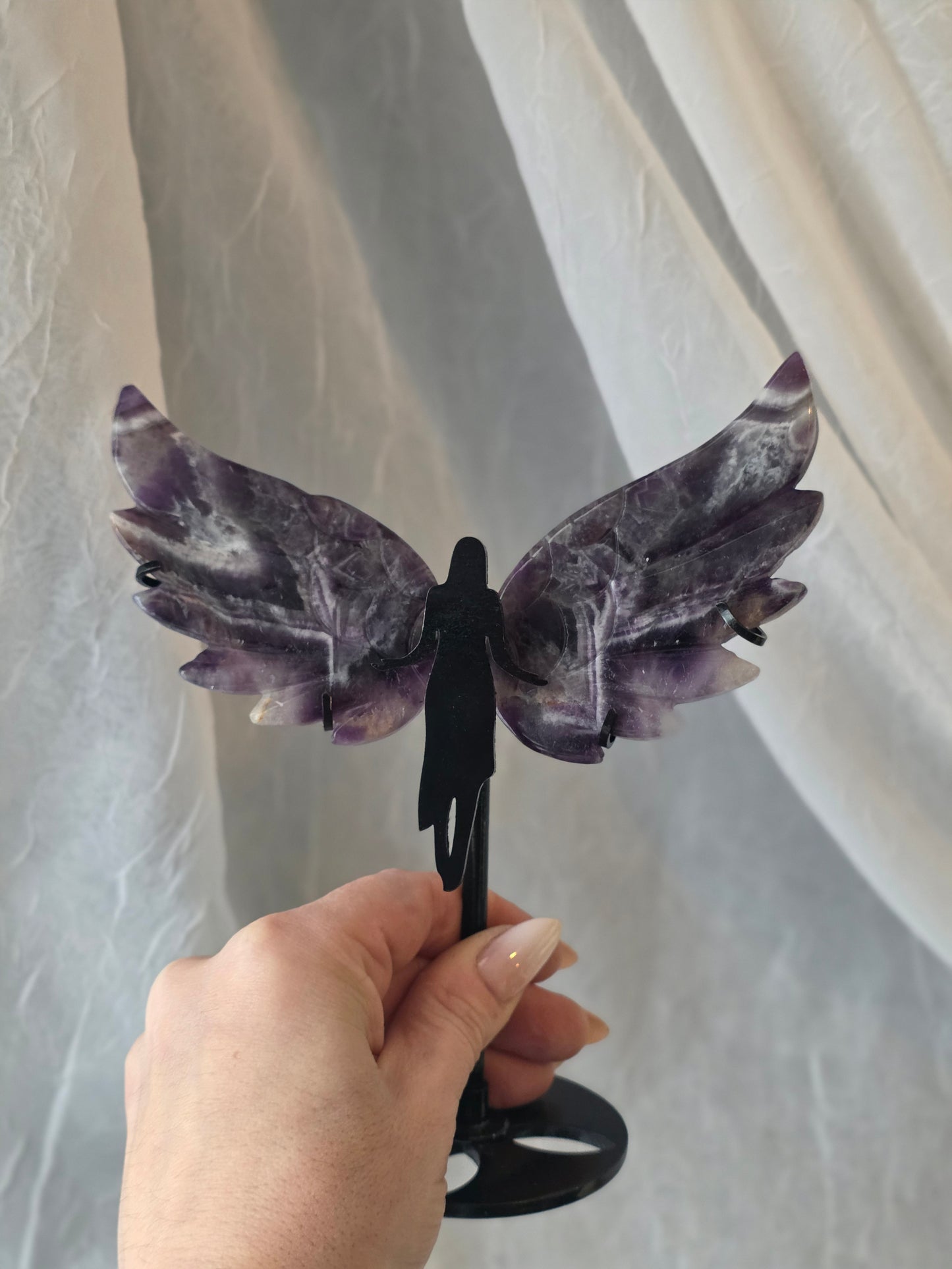Amethyst Fairy Wing Crystal Carving on Stand