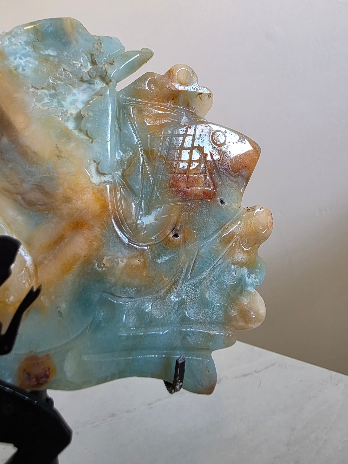 Large Mermaid Caribbean Calcite Carving on Stand