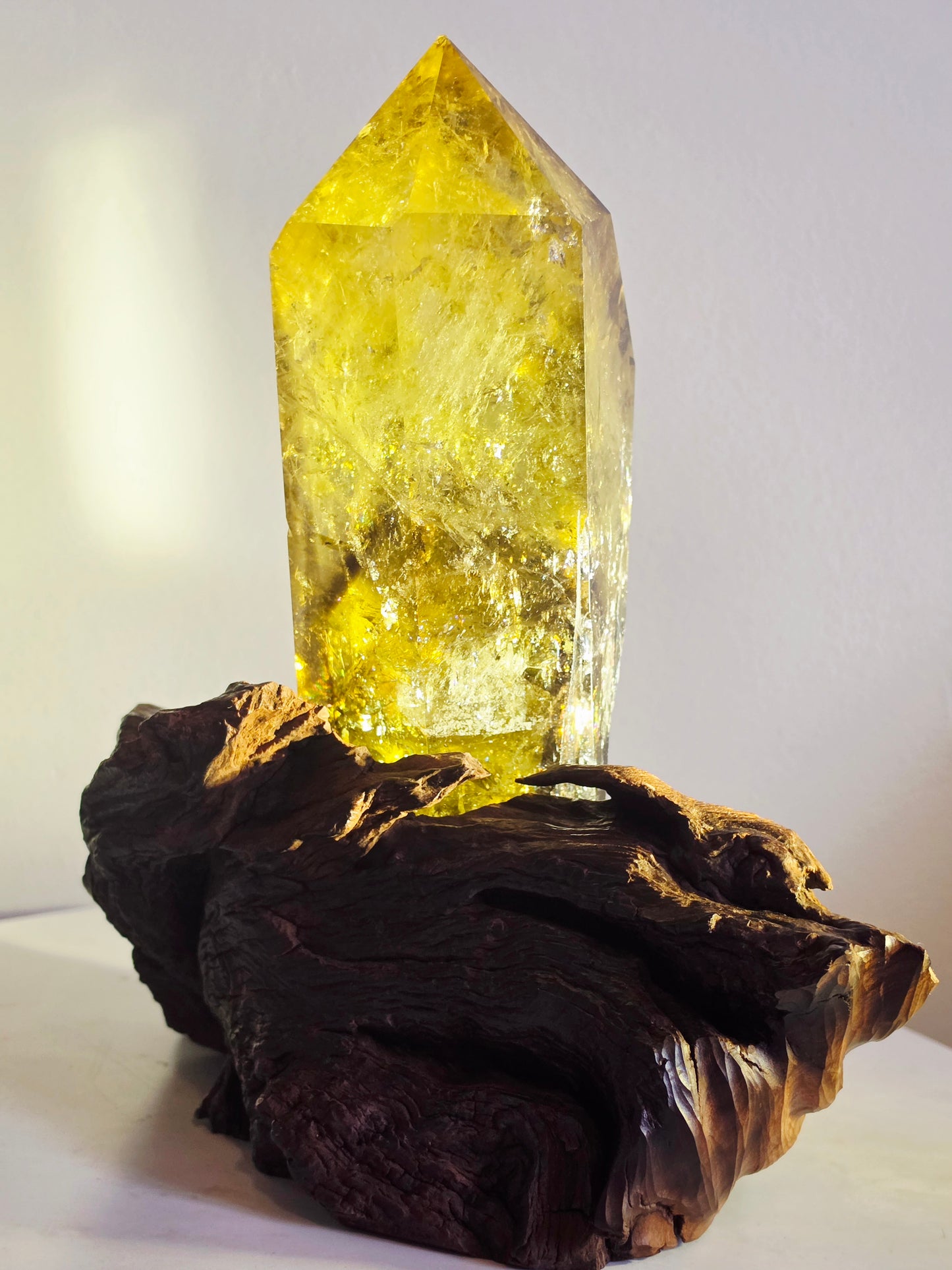 Citrine Crystal Quartz Raw Point with Wood Base 2kg