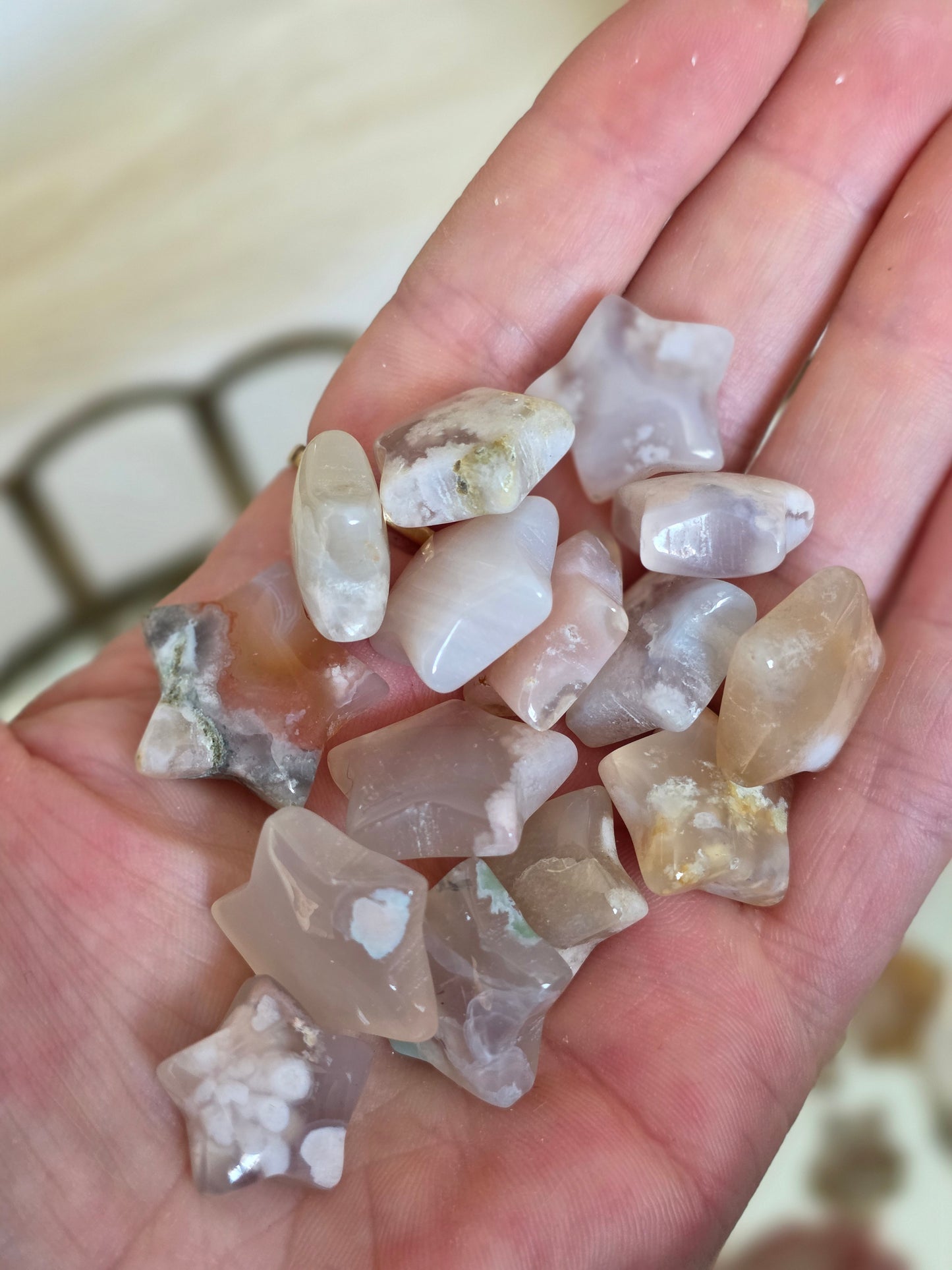 Flower Agate Star Carving - Small
