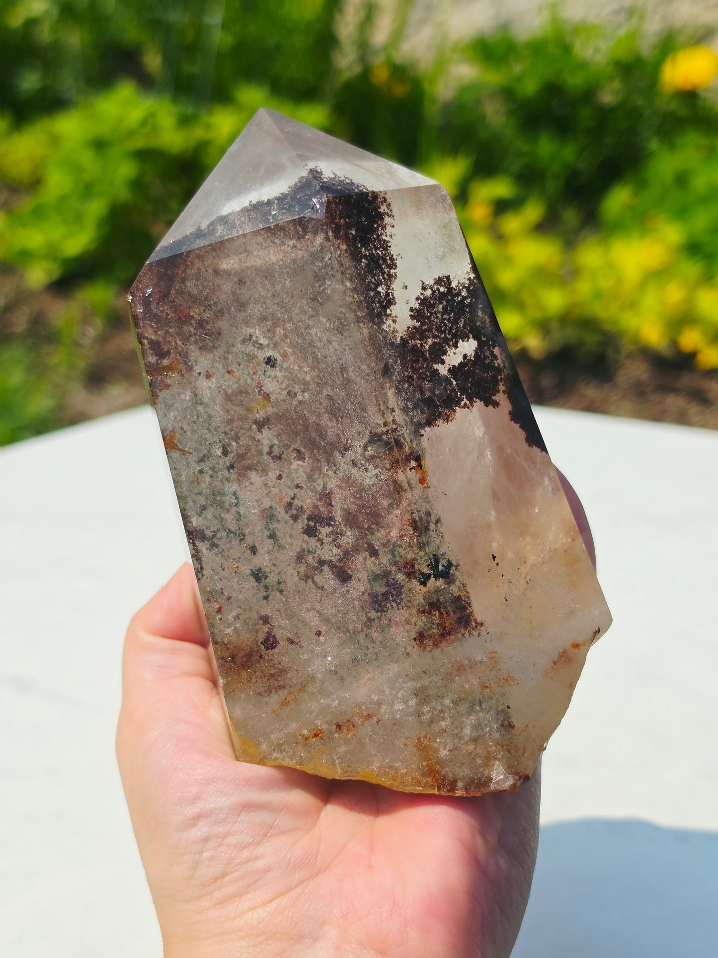 Garden Quartz Natural Point Raw Base 2.20lbs Mineral Crystal