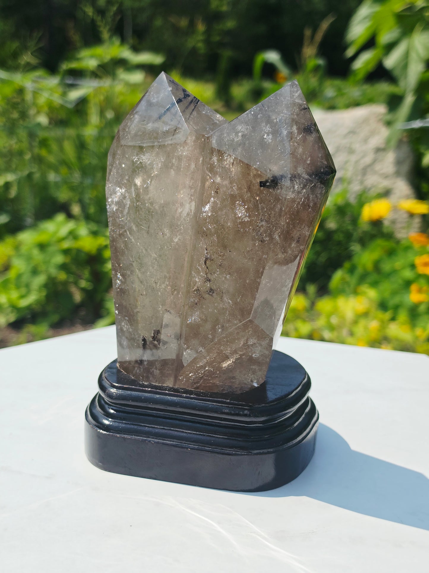 Double Points Quartz Crystal Black Tourmaline Rutile 2.20lbs Mineral