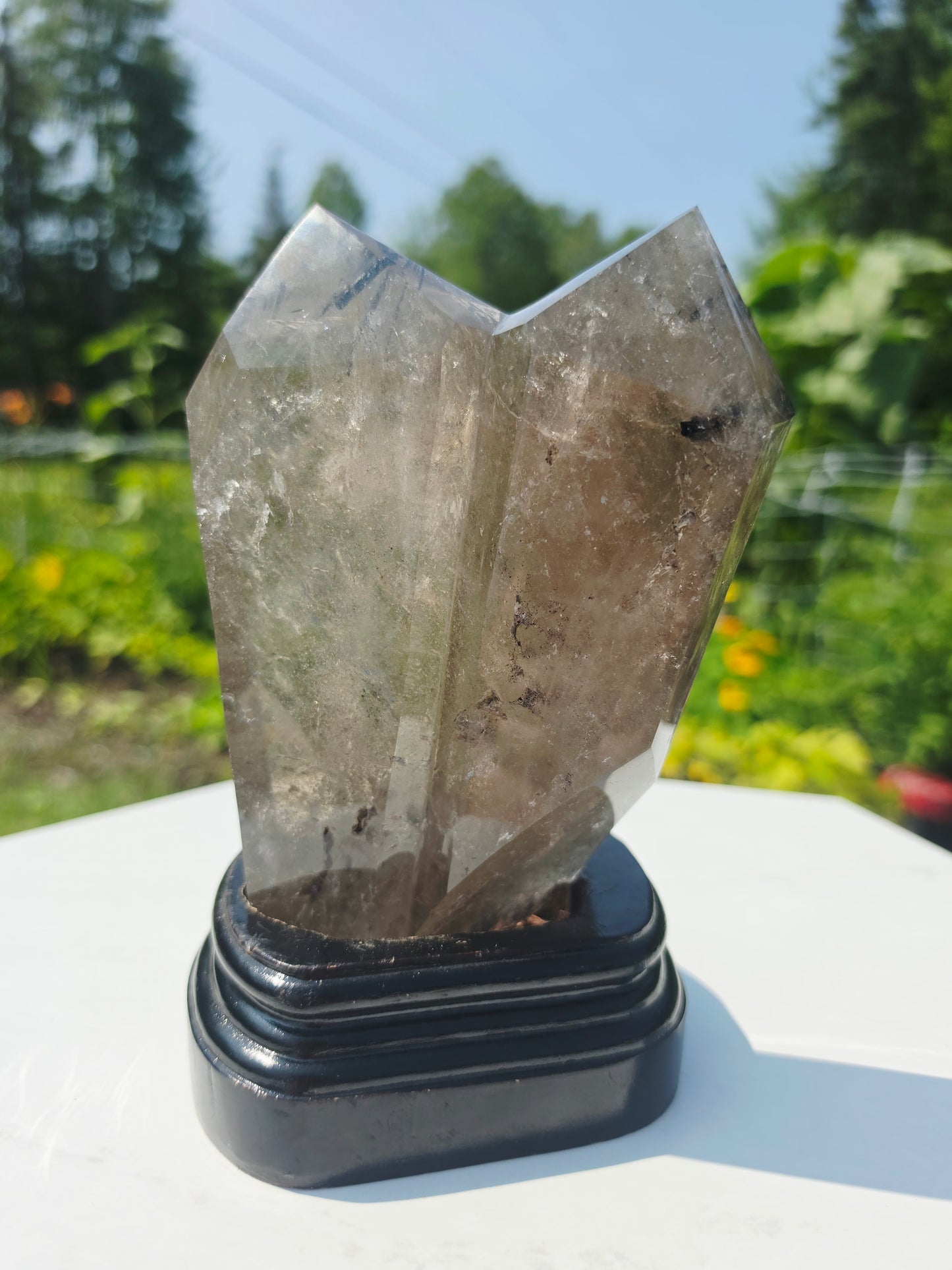 Double Points Quartz Crystal Black Tourmaline Rutile 2.20lbs Mineral