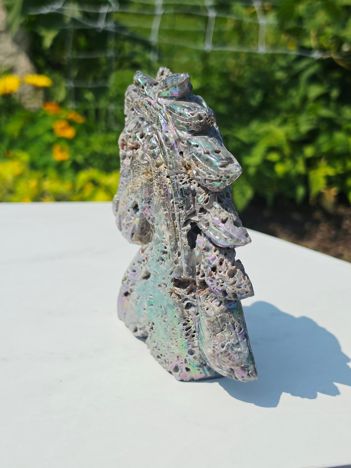 Aura Sphalerite unicorn carving 680grams Crystal Mineral