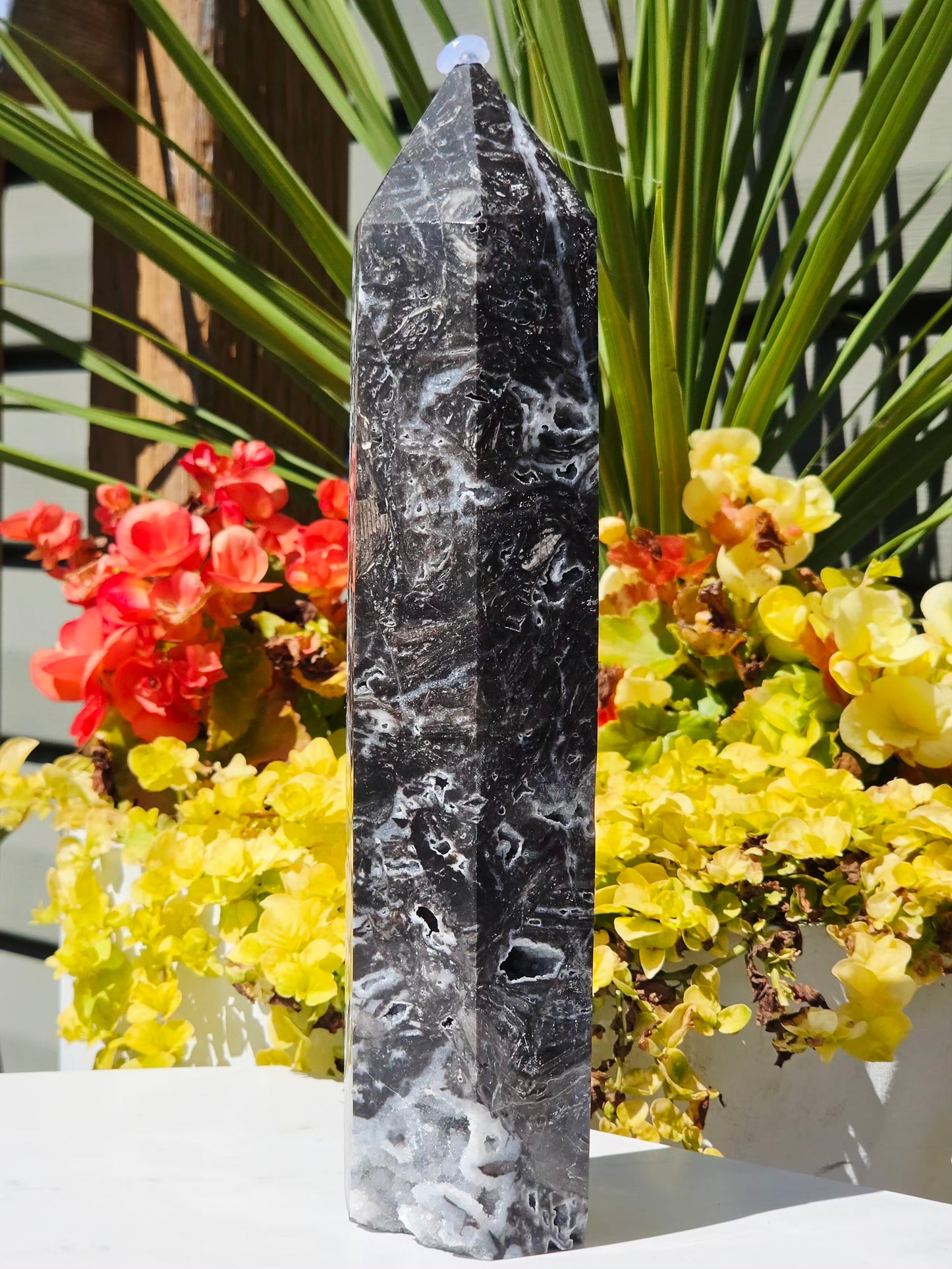 2.98 lb Black Sphalerite Tower with Druzy