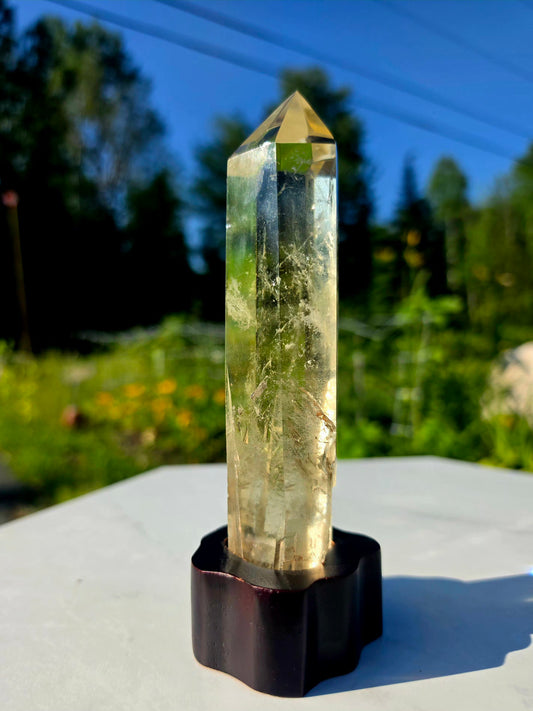 0.44kg Citrine Crystal Quartz Point Mineral With Stand High Grade 16.5cm tall