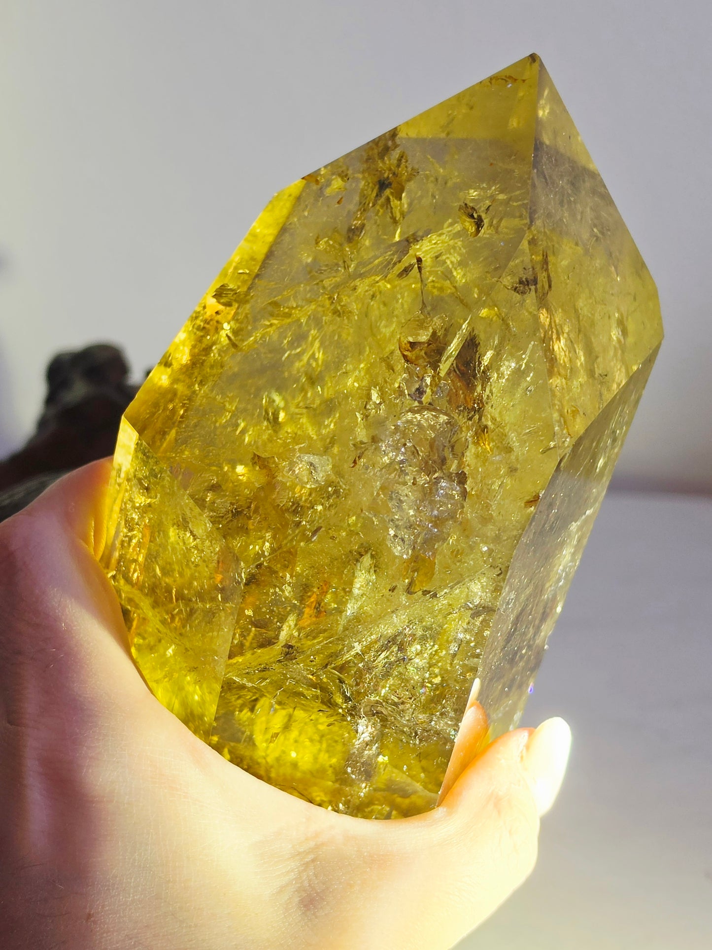 Citrine Crystal Quartz Raw Point with Wood Base 2kg