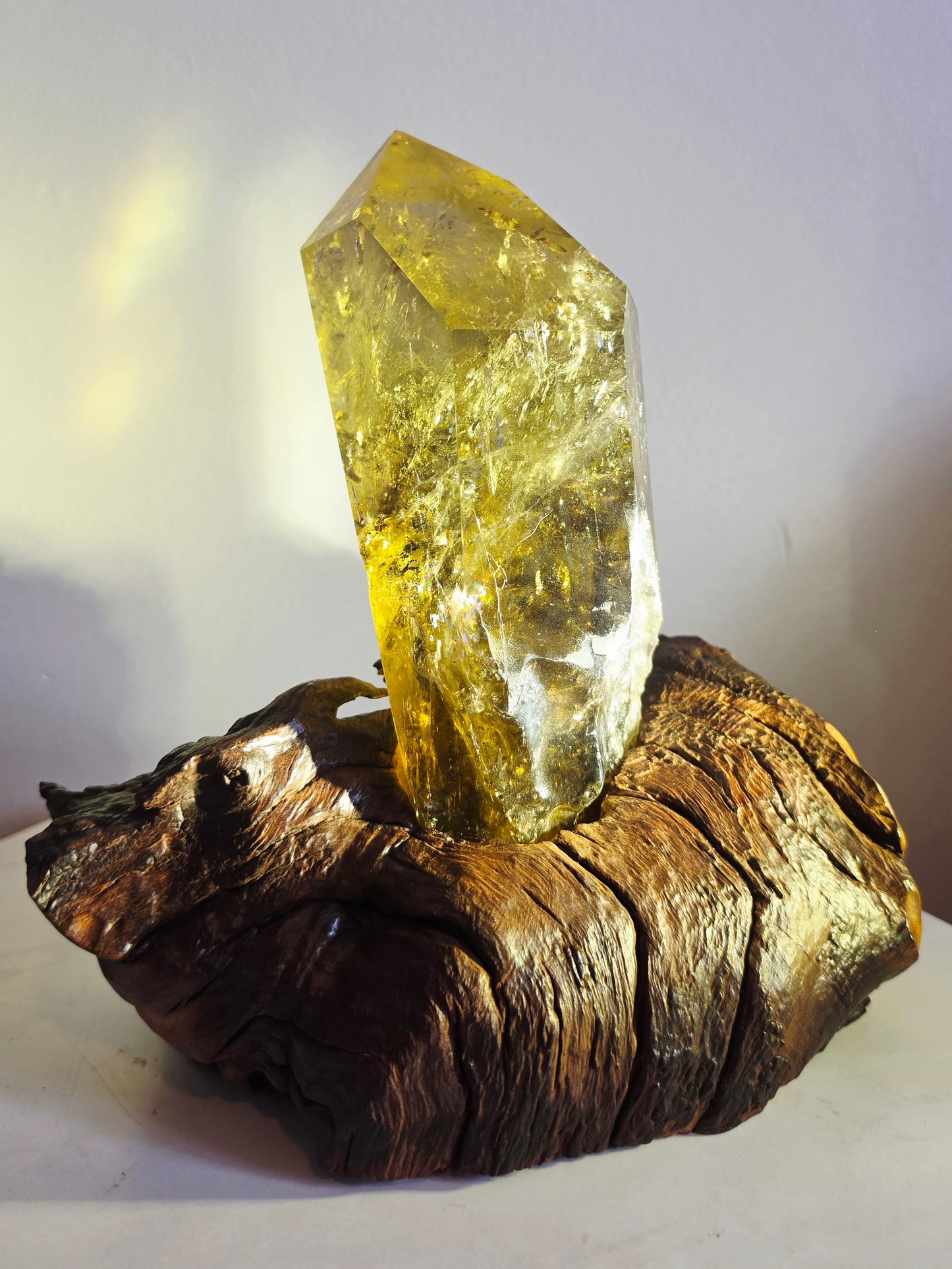 Citrine Crystal Quartz Raw Point with Wood Base 2kg
