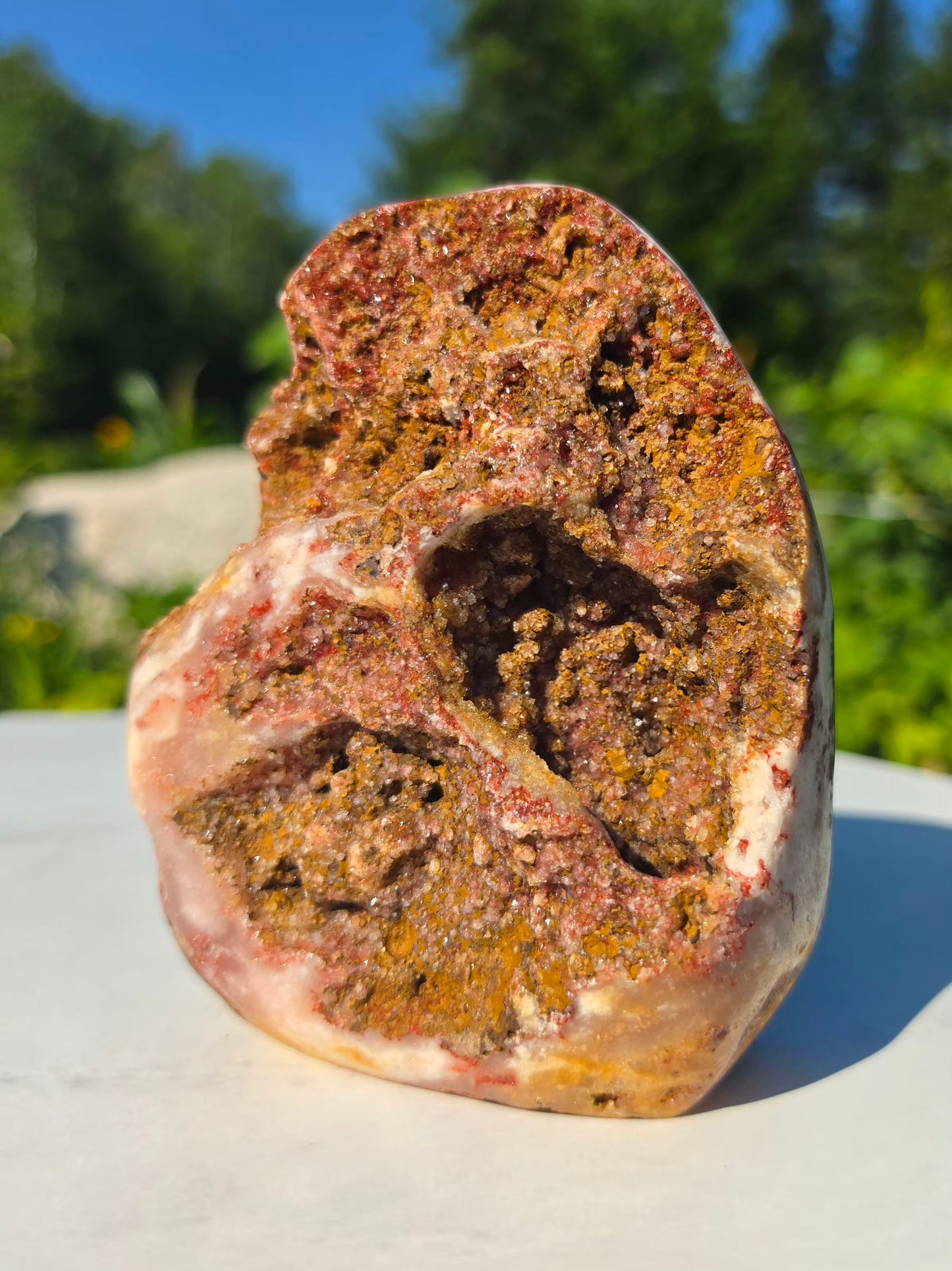1.87 lbs Druzy Pink Amethyst Agate Crystal Mineral Specimens 13x10cm