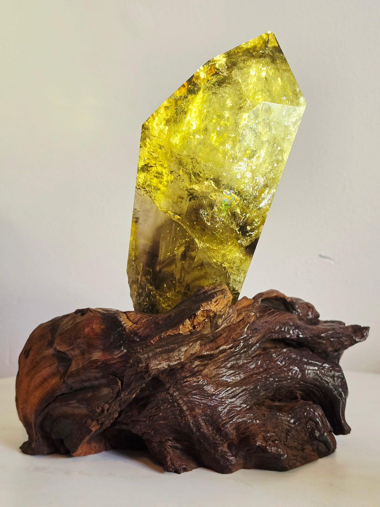Citrine Crystal Quartz Raw Point with Wood Base 2kg