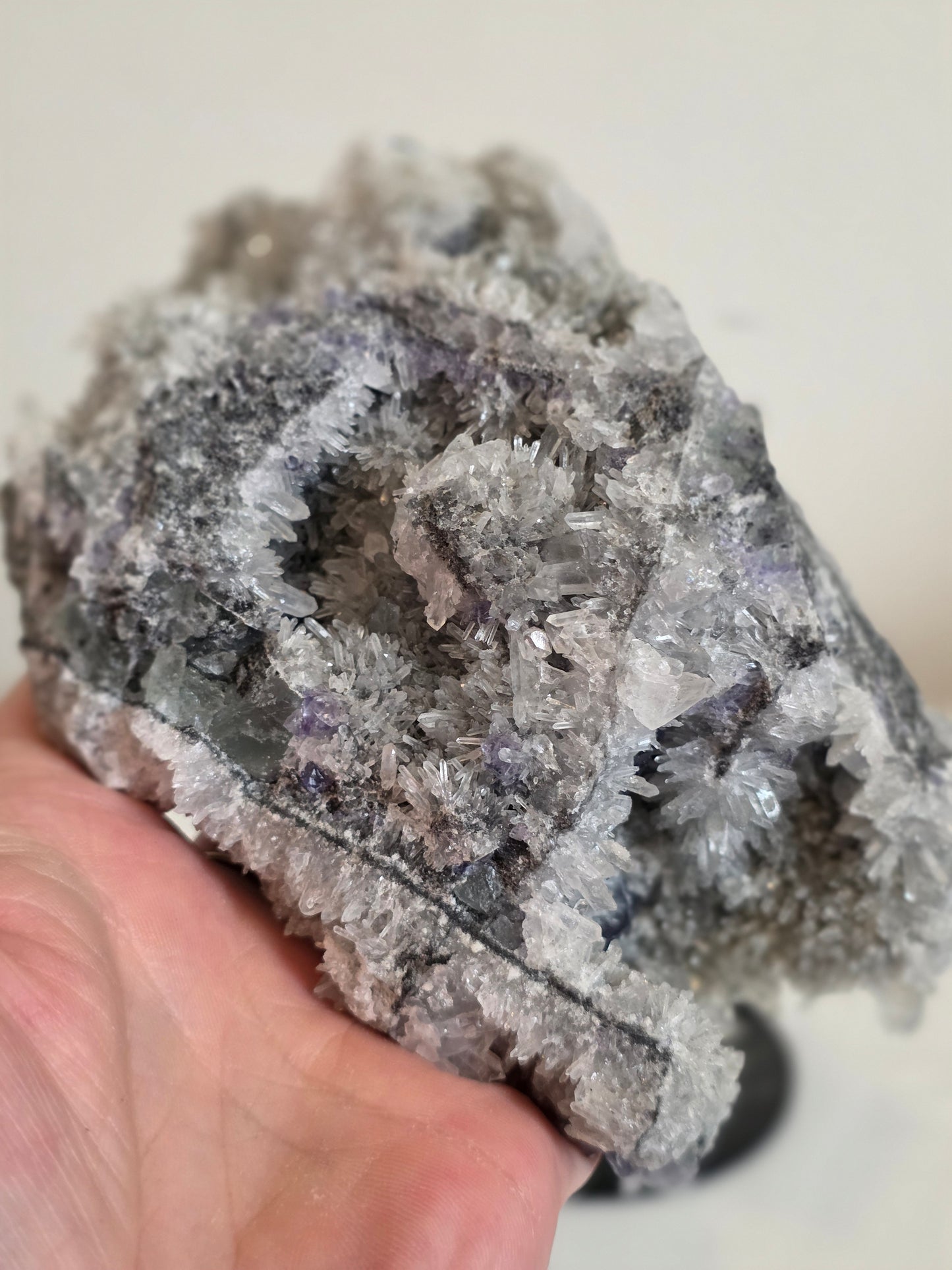 Fluorite Calcite on Quartz Matrix with Stand