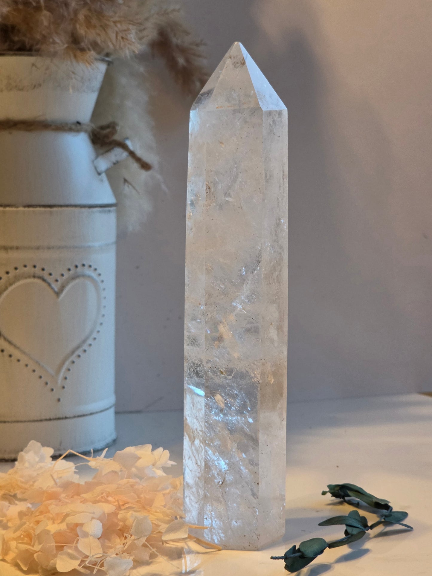 Clear Quartz Crystal Tower Rainbow Inclusions Medium Size
