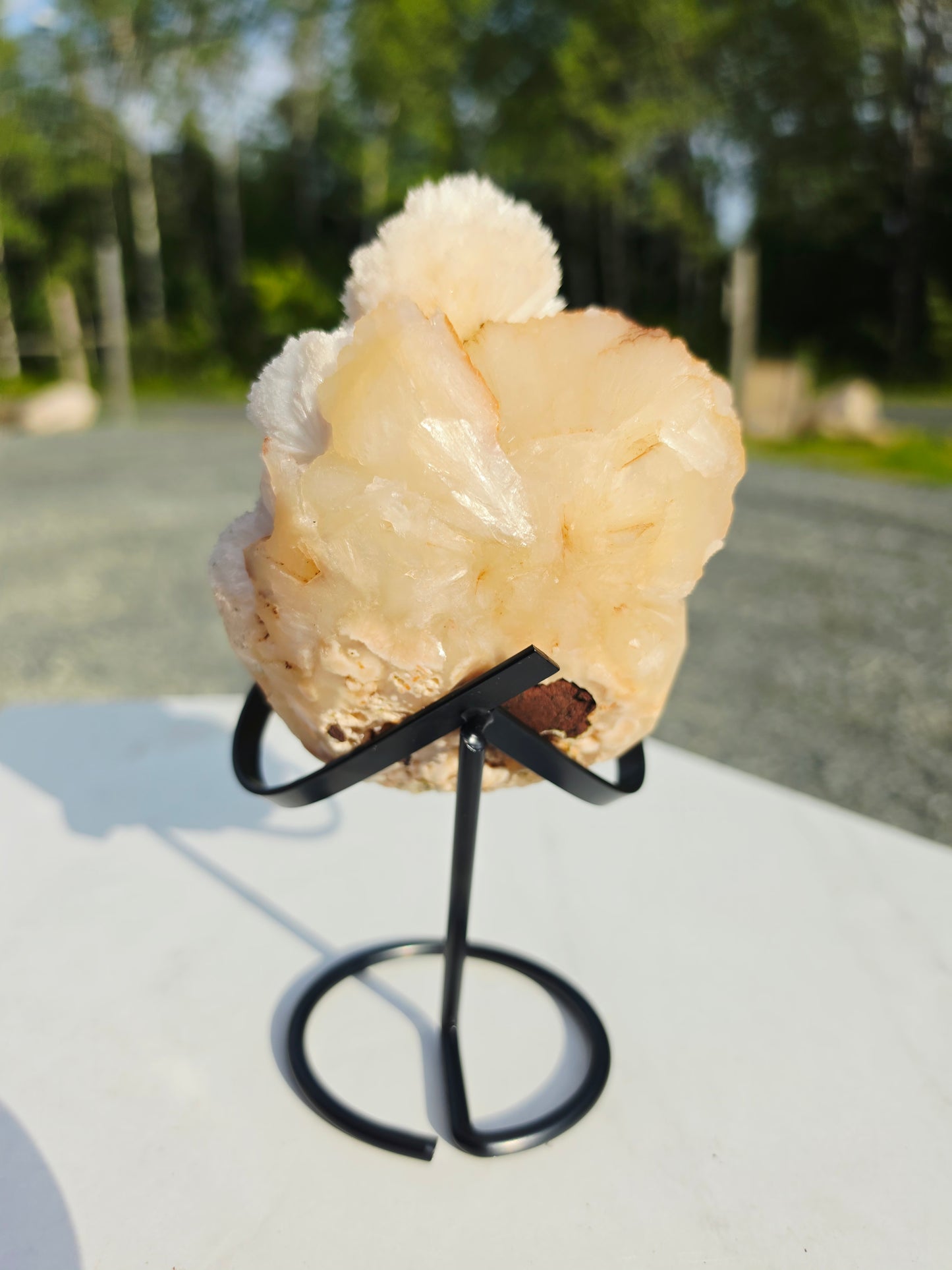 2.14lb Scolecite / Mordenite on Stilbite Specimens with Stand From India