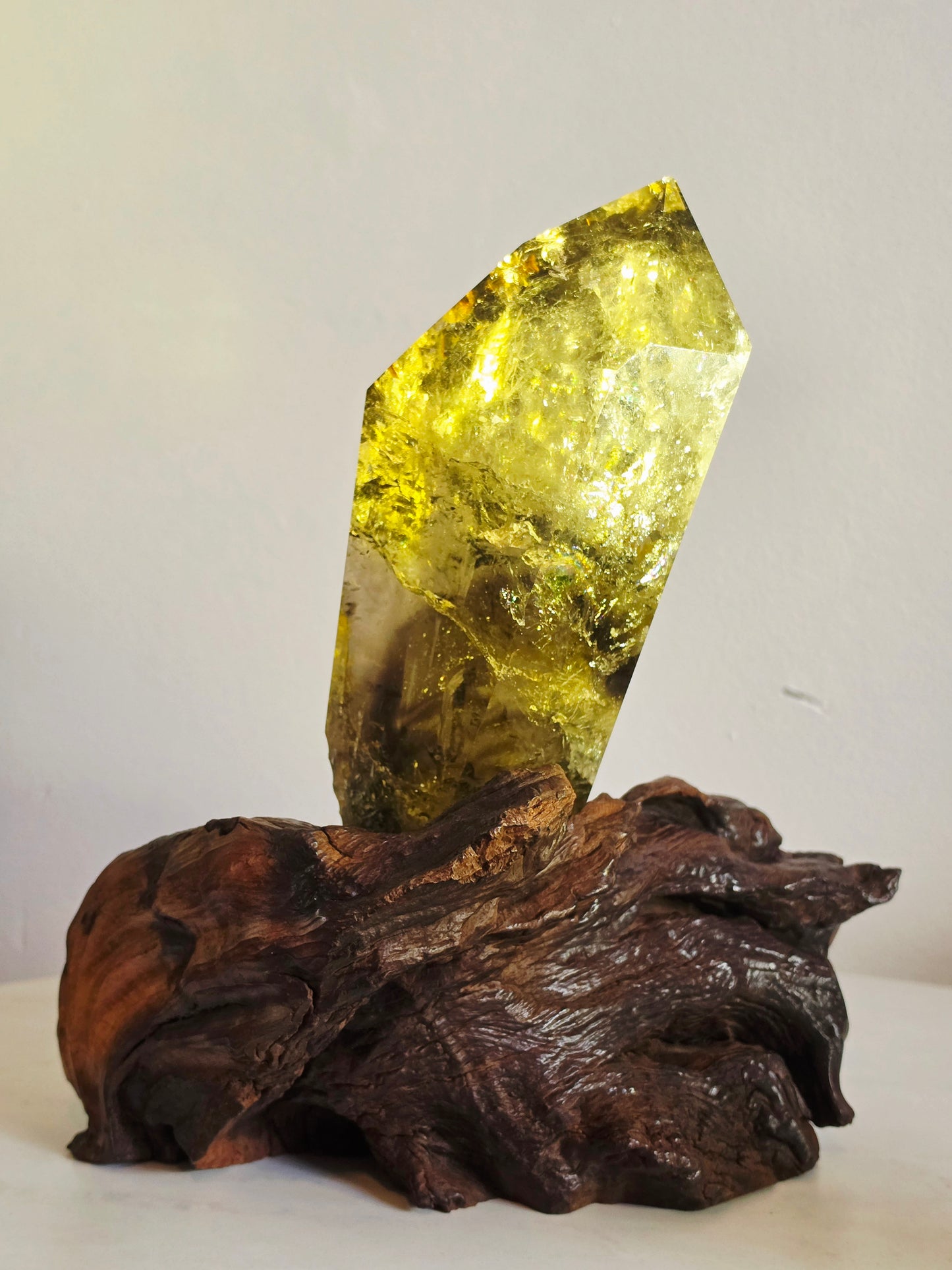 Citrine Crystal Quartz Raw Point with Wood Base 2kg