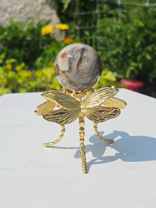 Thousands Layers Crystal Sphere Natural Inclusion 0.84lb On Butterfly Stand