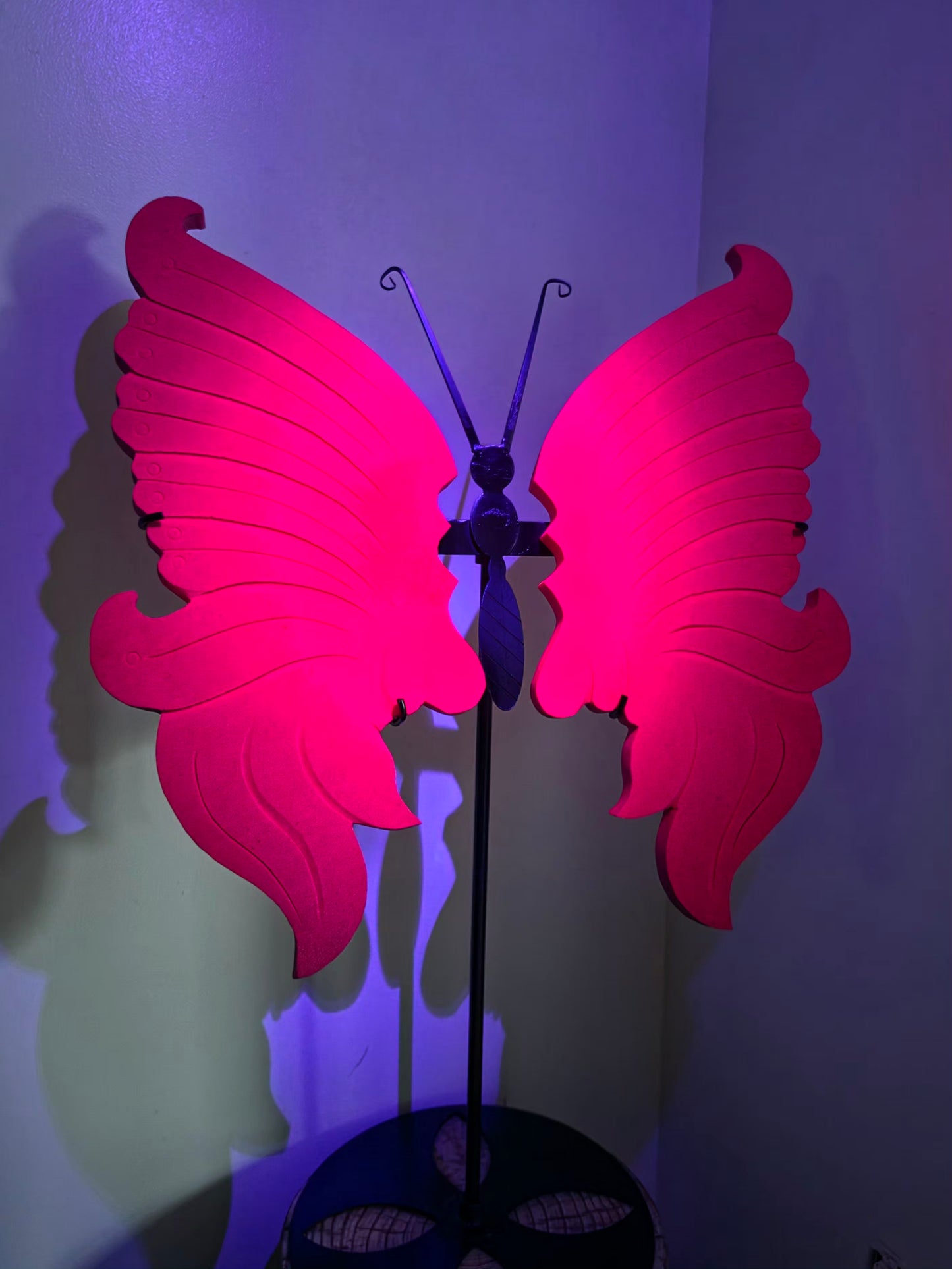 3.35ft tall x 2.16ft wide Honeycomb Ruby on Butterfly Wing Stand Hand-Made - UV Reactive