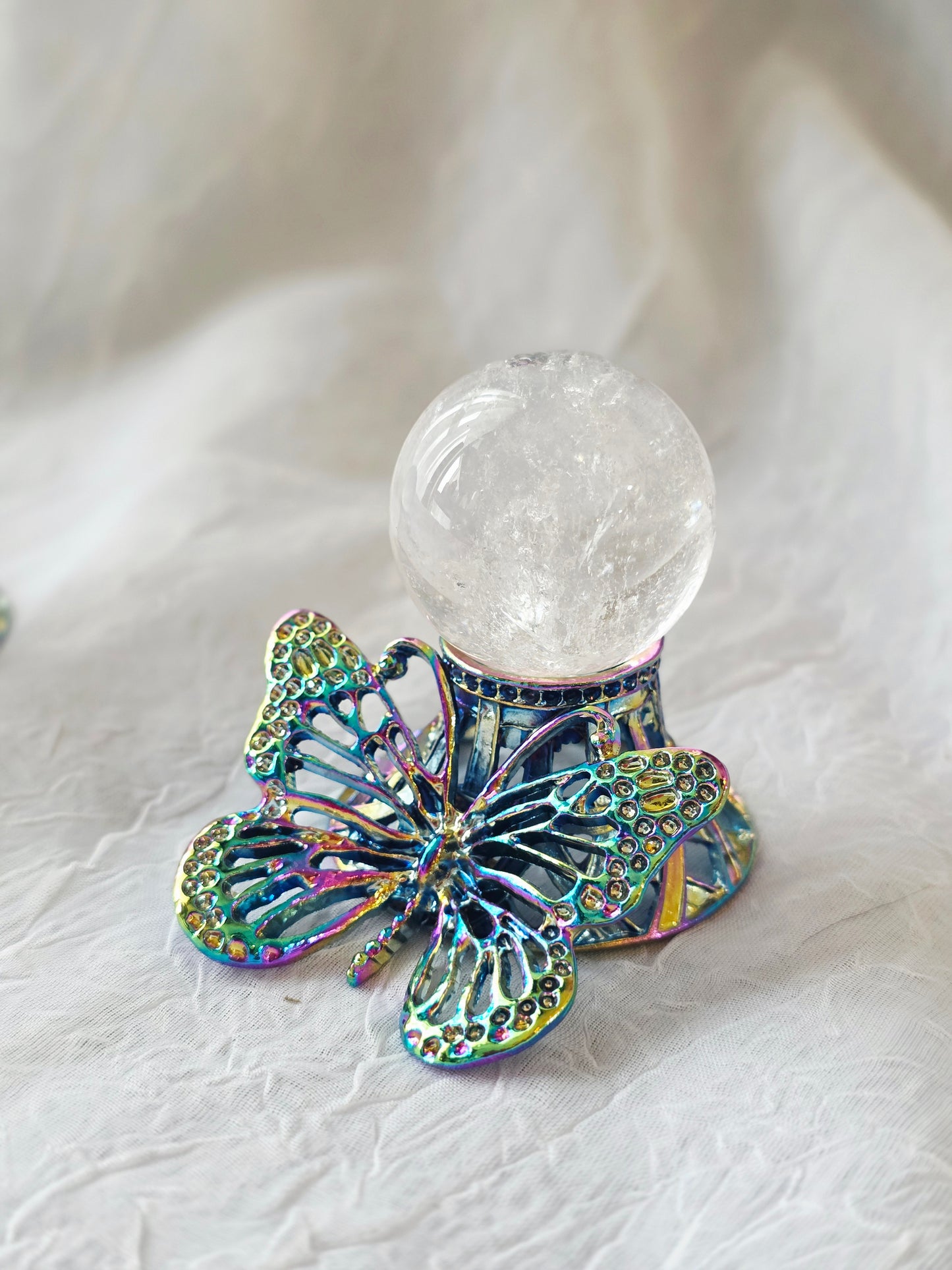 Clear Optical Sphere on Butterfly Stand