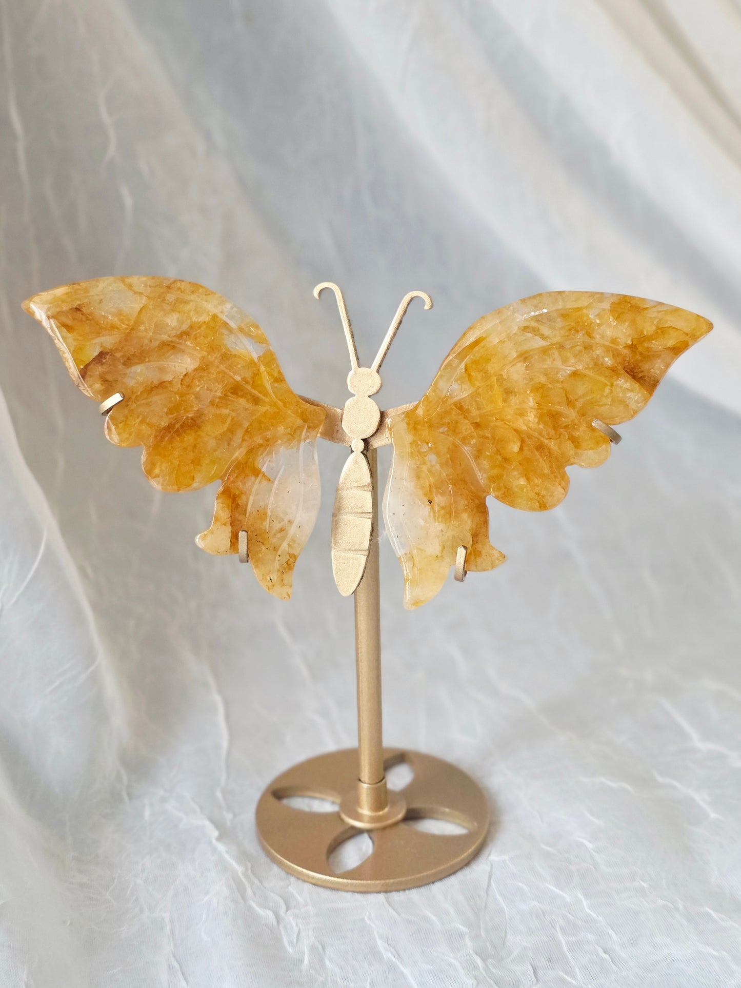 Golden Healer Quartz Crystal Wing on Stand 23cm High