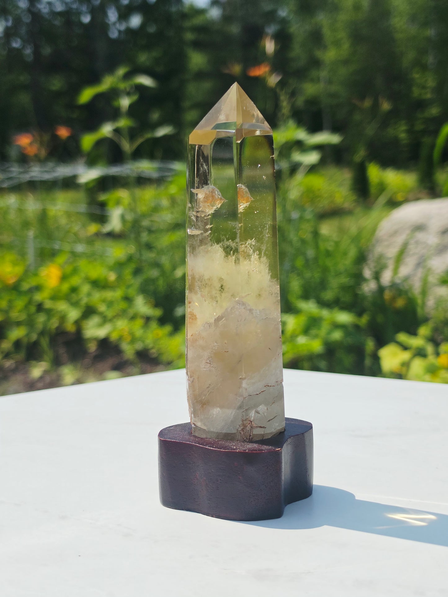 Natural Citrine Quartz Point On Stand 360grams High Quality Uncut Base