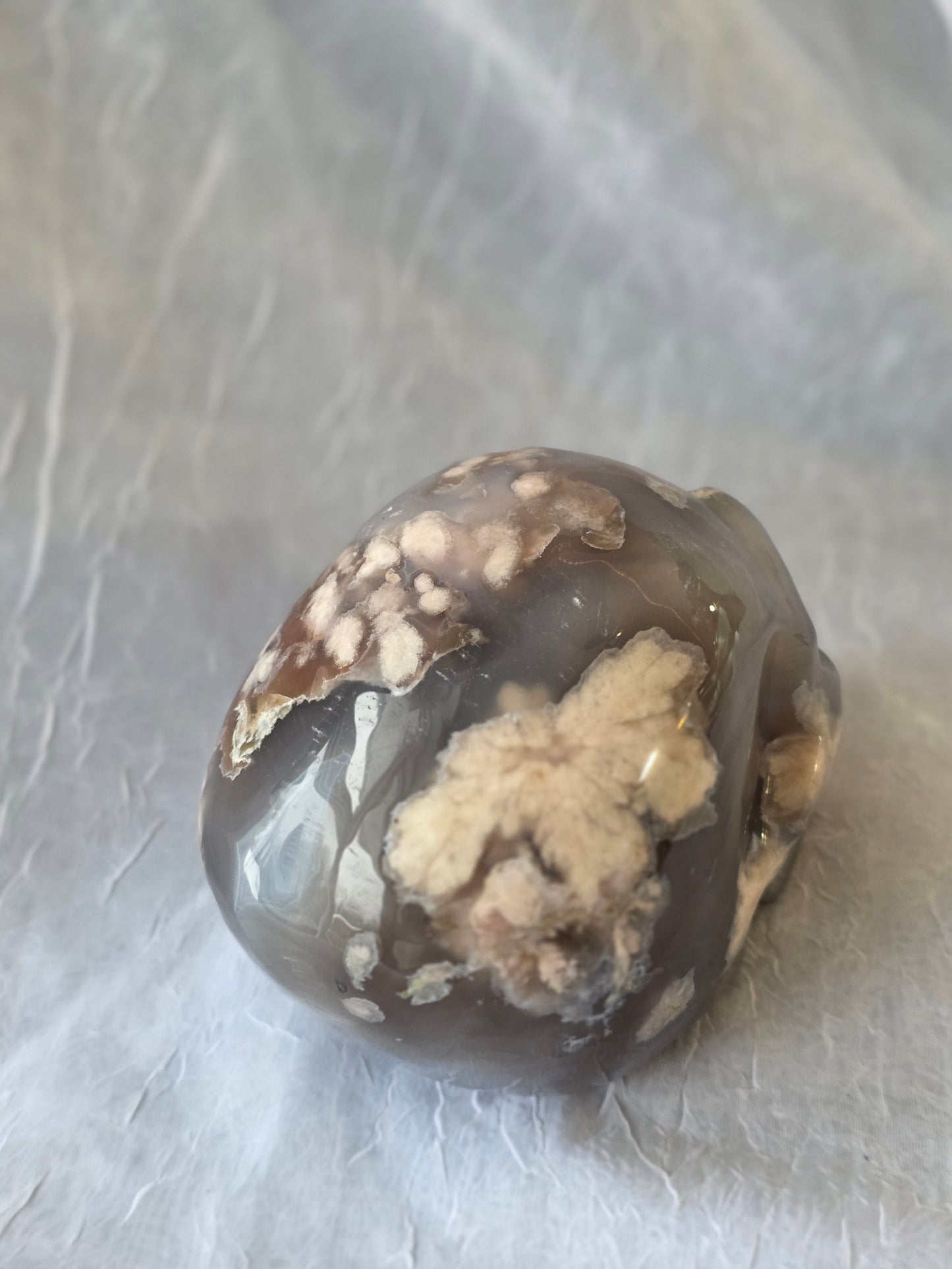 Flower Agate Druzy Skull Carving 6 lbs