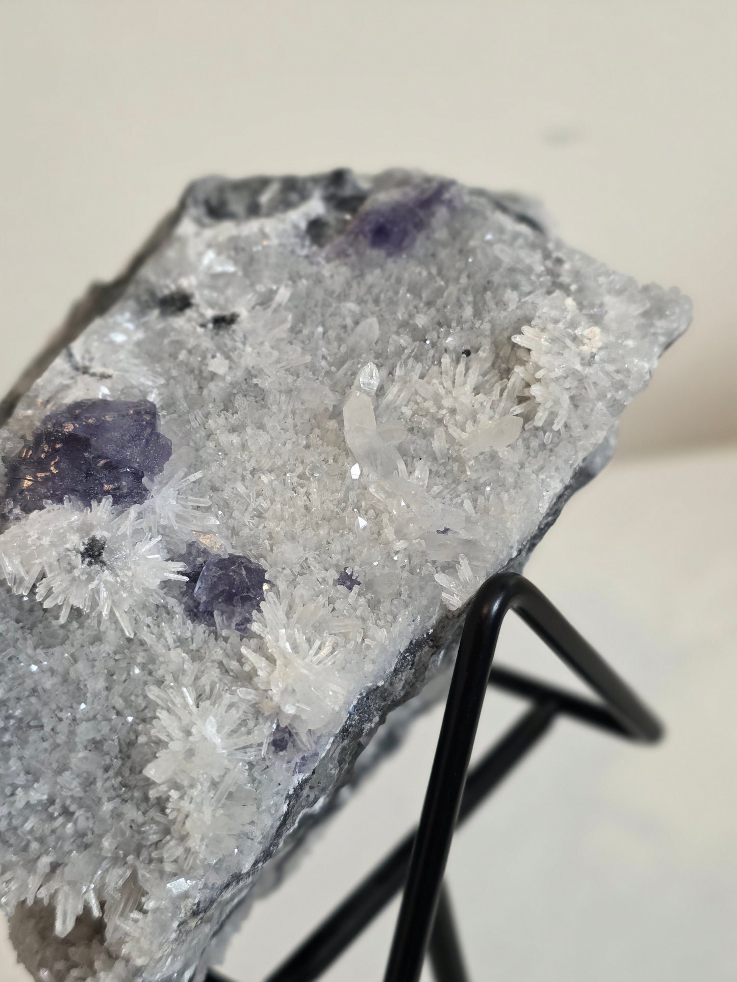 Fluorite Calcite on Quartz Matrix with Stand