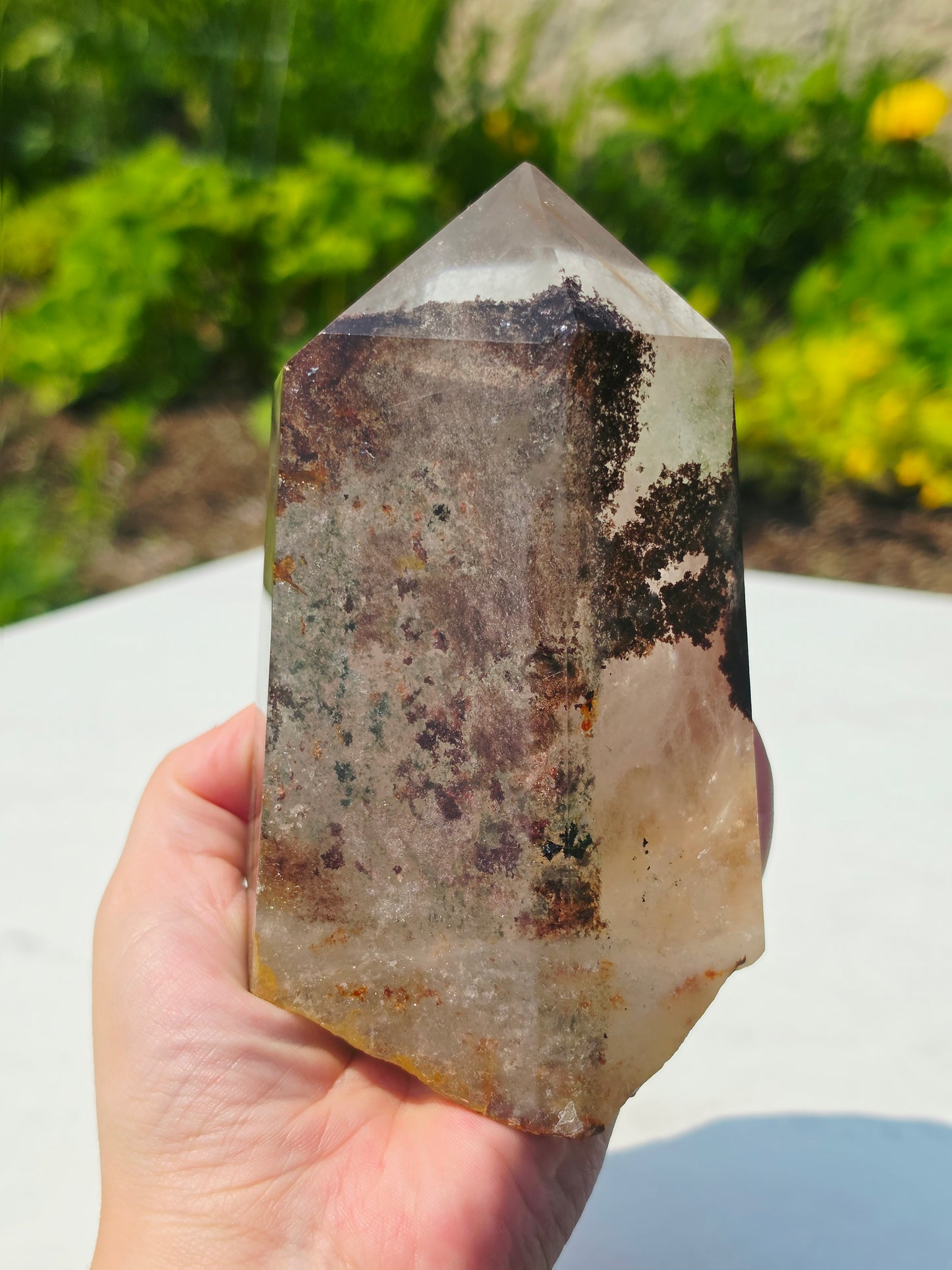 Garden Quartz Natural Point Raw Base 2.20lbs Mineral Crystal