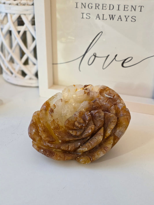 Golden Healer Flower Carving Large - Crystal Carving
