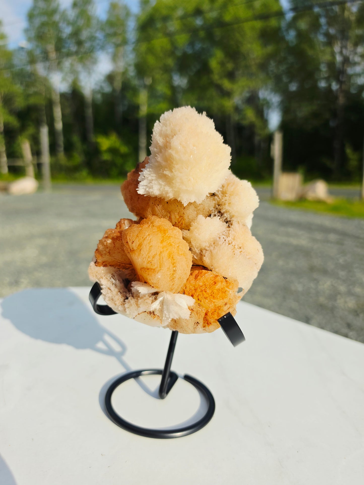 2.14lb Scolecite / Mordenite on Stilbite Specimens with Stand From India